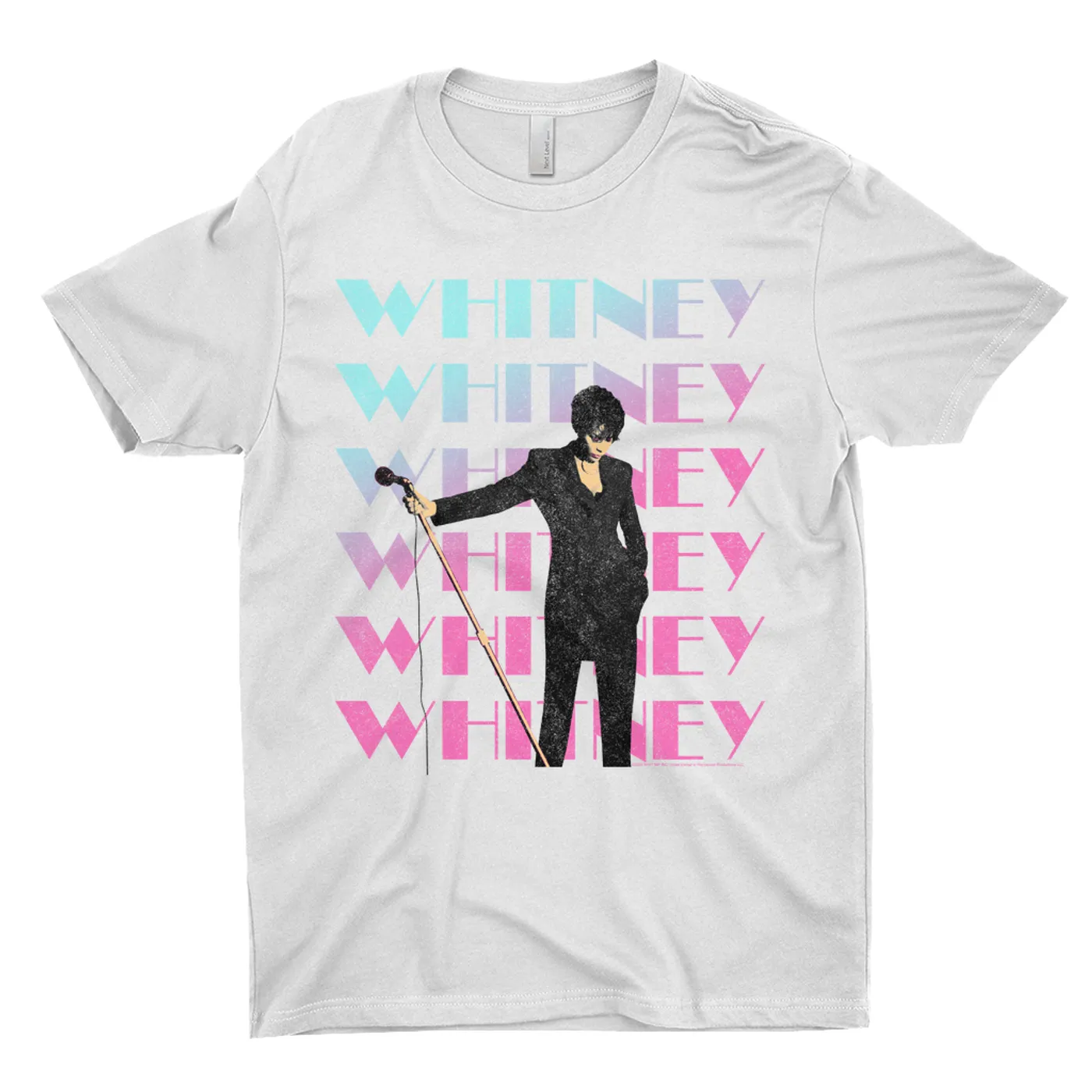 Whitney Houston T-Shirt | Pastel Ombre Whitney On Stage Distressed Whitney Houston Light Shirt
