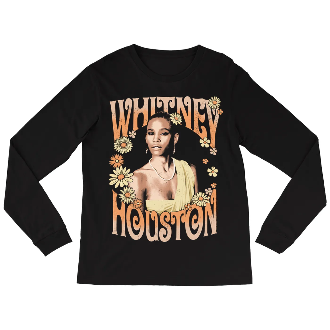 Whitney Houston Long Sleeve Shirt | Flower Power Design (Merchbar Exclusive) Whitney Houston Shirt