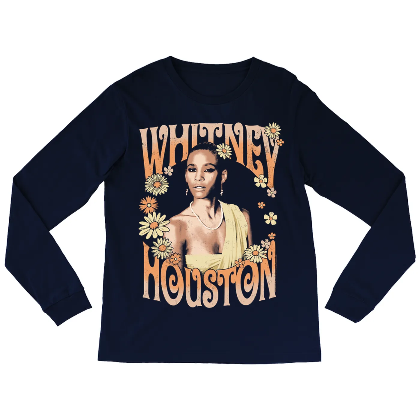 Whitney Houston Long Sleeve Shirt | Flower Power Design (Merchbar Exclusive) Whitney Houston Shirt