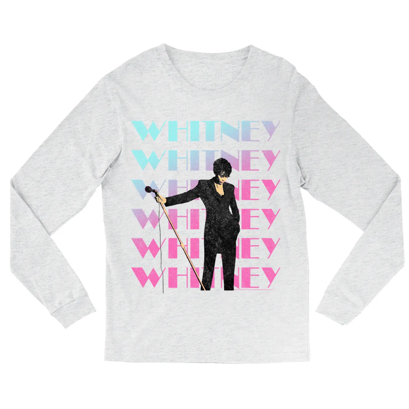 Whitney Houston Long Sleeve Shirt | Pastel Ombre Whitney On Stage Distressed Whitney Houston Shirt