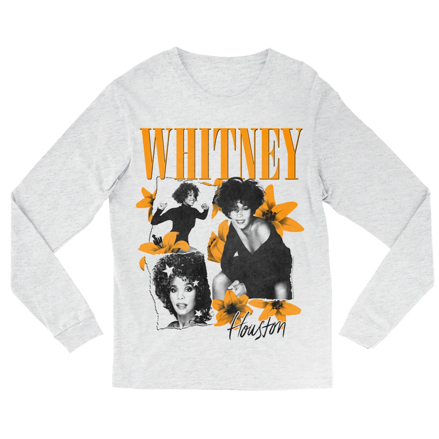 Whitney Houston Long Sleeve Shirt | Marigold Lily Stargazer Design (Merchbar Exclusive) Whitney Houston Shirt