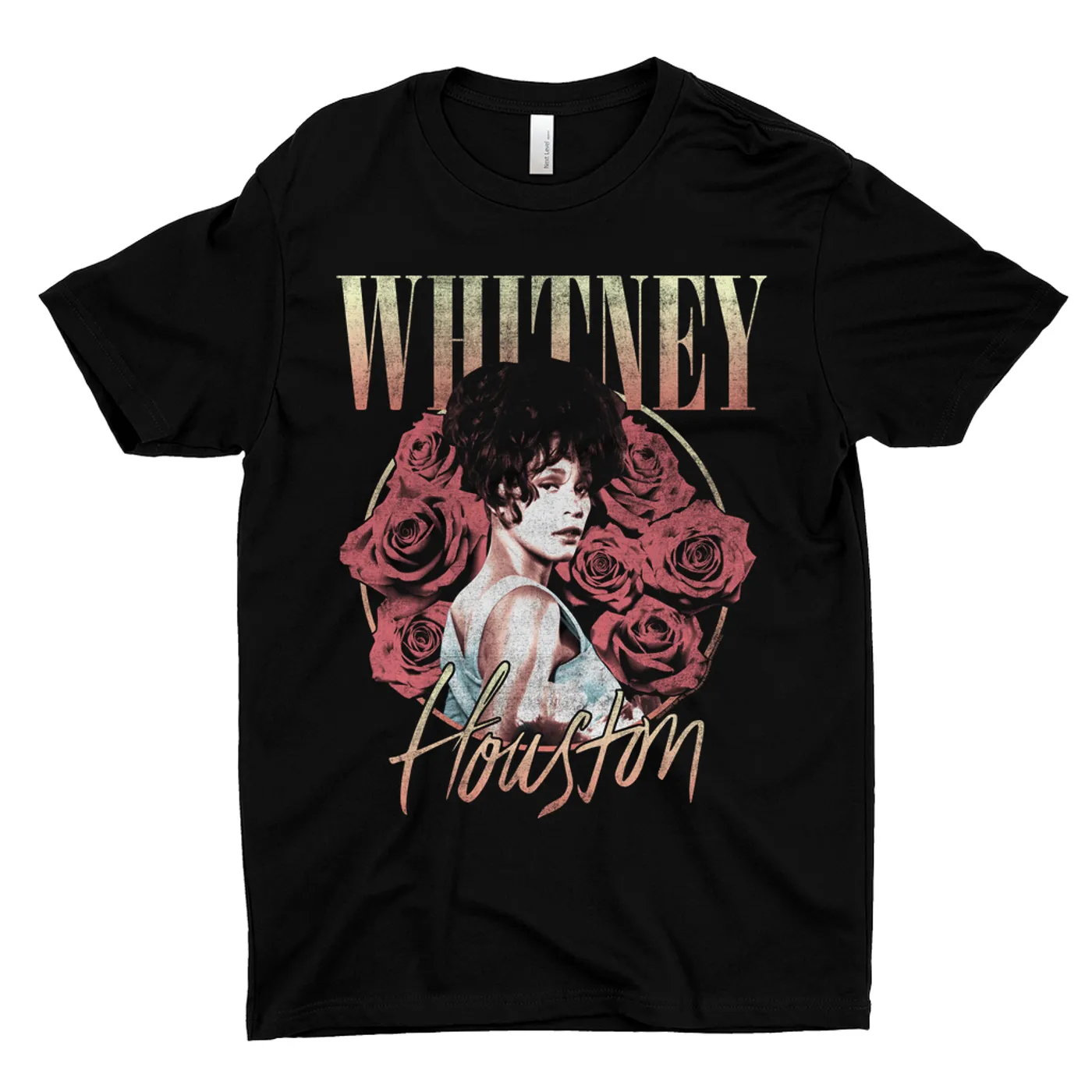 Whitney Houston T-Shirt | Rose Bouquet Distressed (Merchbar Exclusive) Whitney Houston Dark Shirt