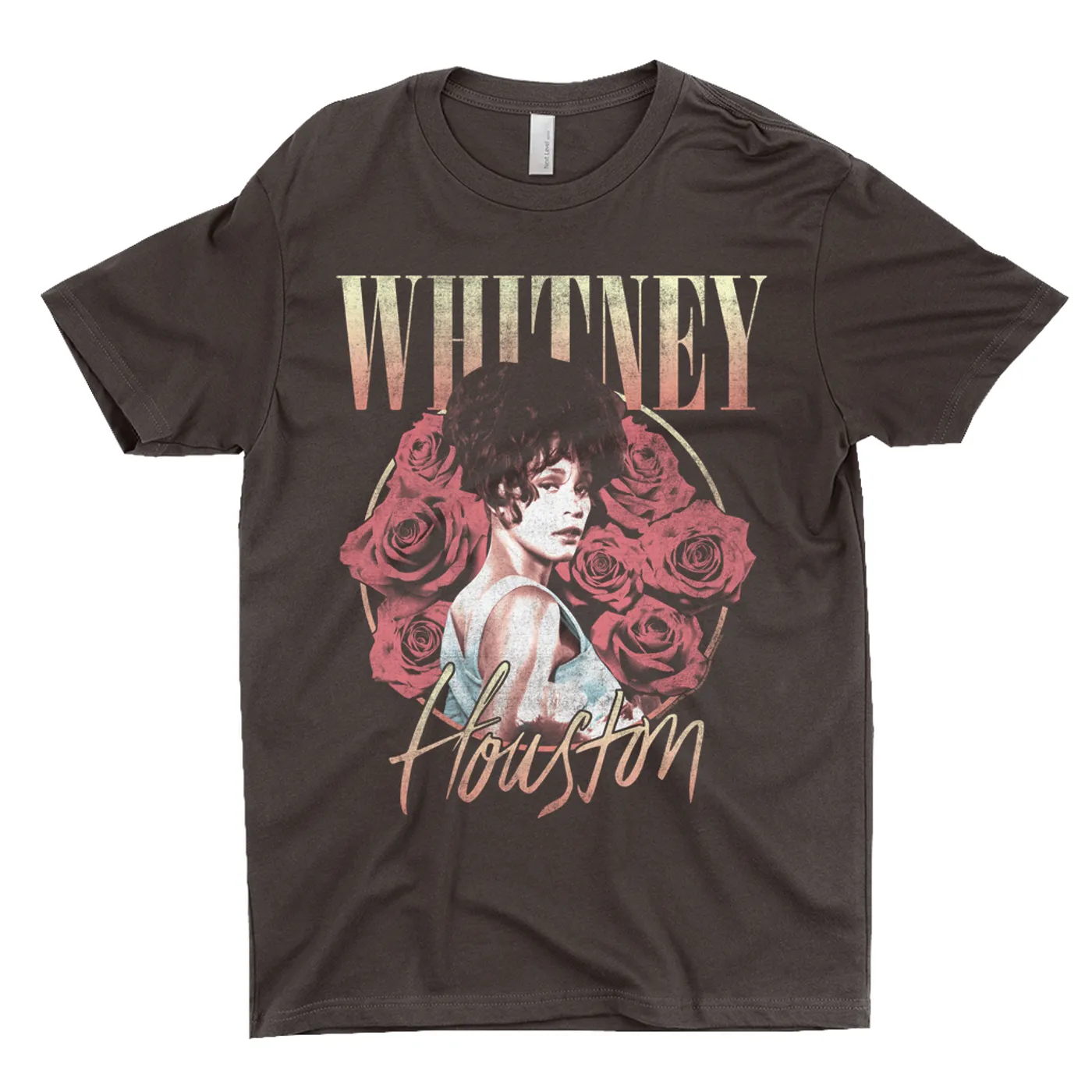 Whitney Houston T-Shirt | Rose Bouquet Distressed (Merchbar Exclusive) Whitney Houston Dark Shirt