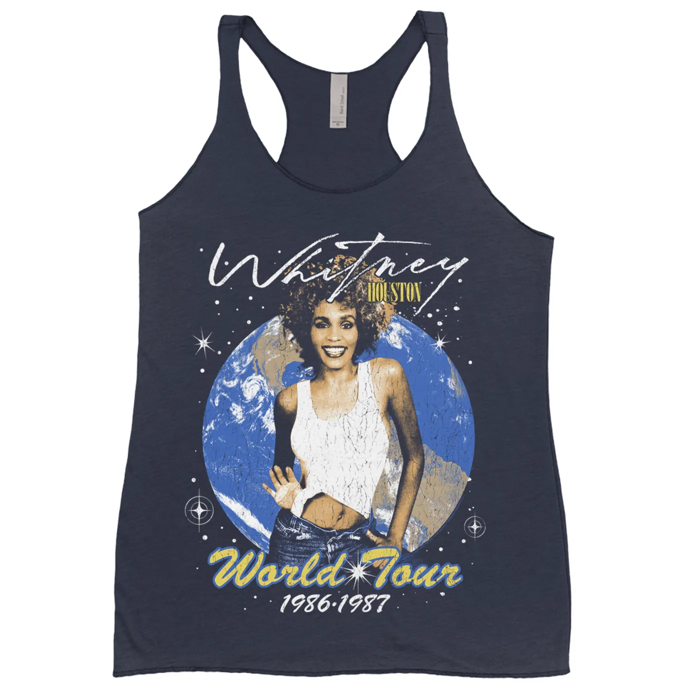 Whitney Houston Ladies' Tank Top | World Tour 1986-1987 Distressed Whitney Houston Shirt