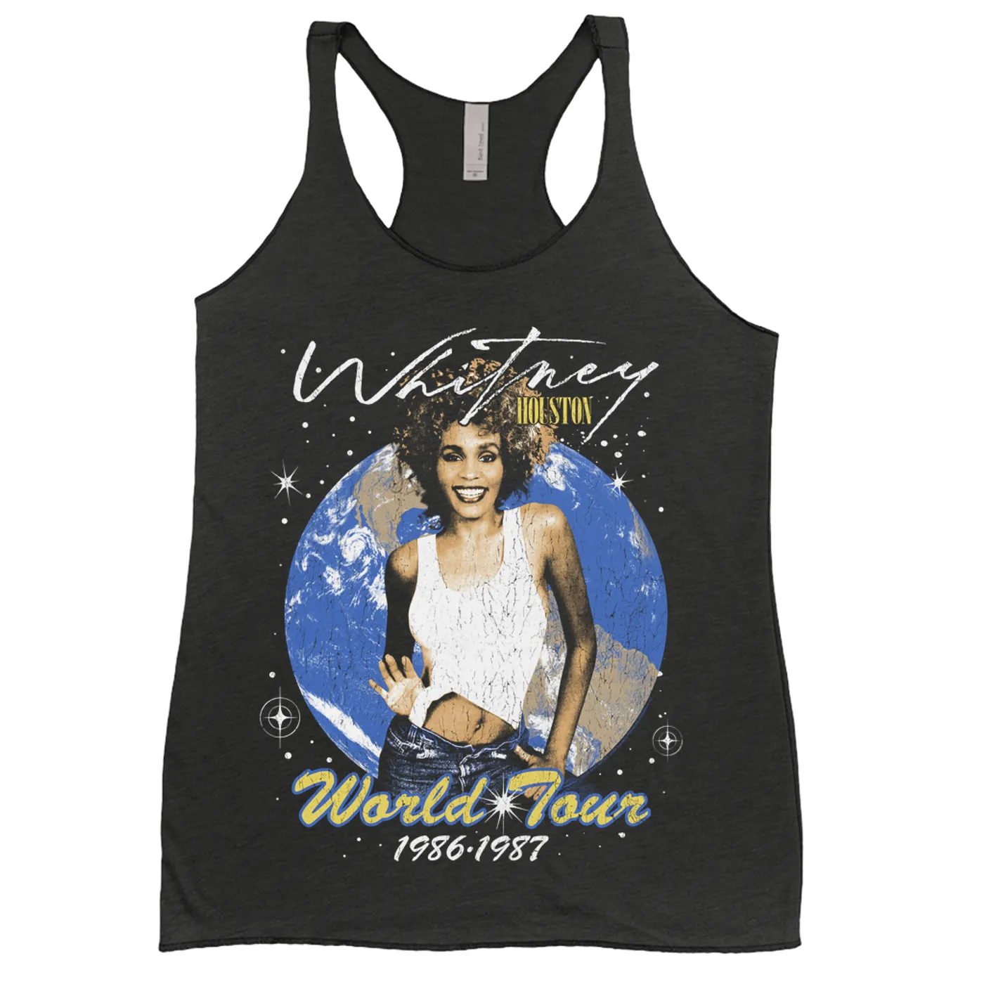 Whitney Houston Ladies' Tank Top | World Tour 1986-1987 Distressed Whitney Houston Shirt