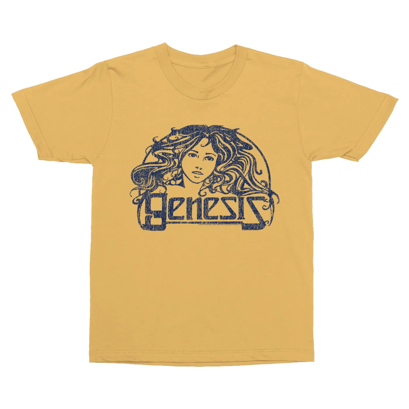 Genesis T-Shirt | Navy Vintage Art Nouveau Logo Distressed  (Merchbar Exclusive) Genesis Vintage Shirt