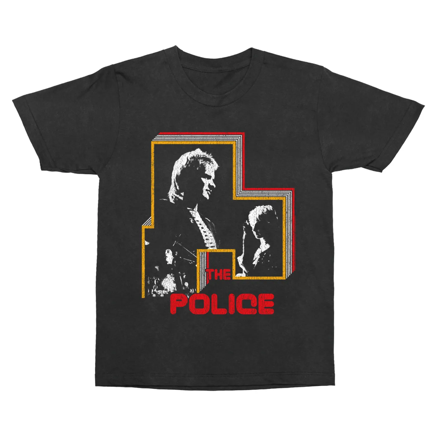 The Police T-Shirt | Retro Bordered Shadow Live In Concert Distressed (Merchbar Exclusive) The Police Vintage Shirt
