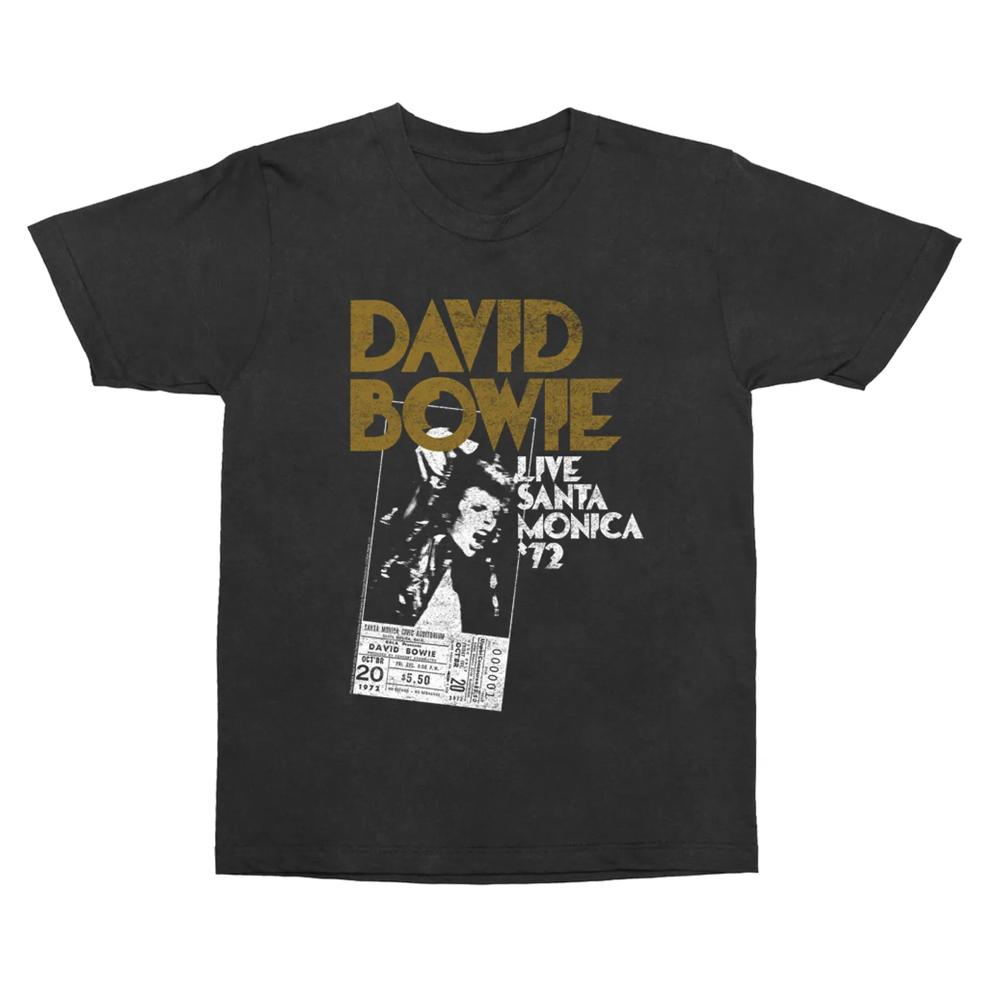 David Bowie T-Shirt | Live At Santa Monica 1972 Concert Ticket Promotion (Merchbar Exclusive) David Bowie Vintage Shirt