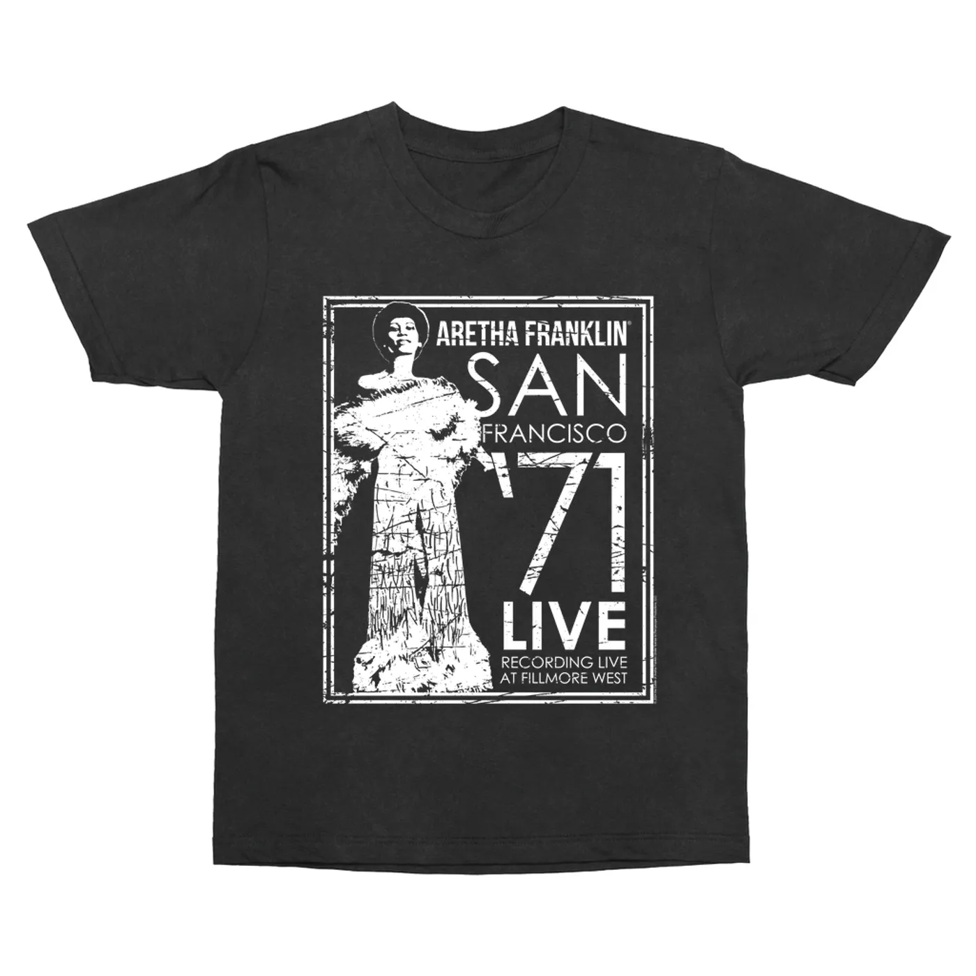 Aretha Franklin T-Shirt | Live In San Francisco 1971 Distressed (Merchbar Exclusive) Aretha Franklin Vintage Shirt
