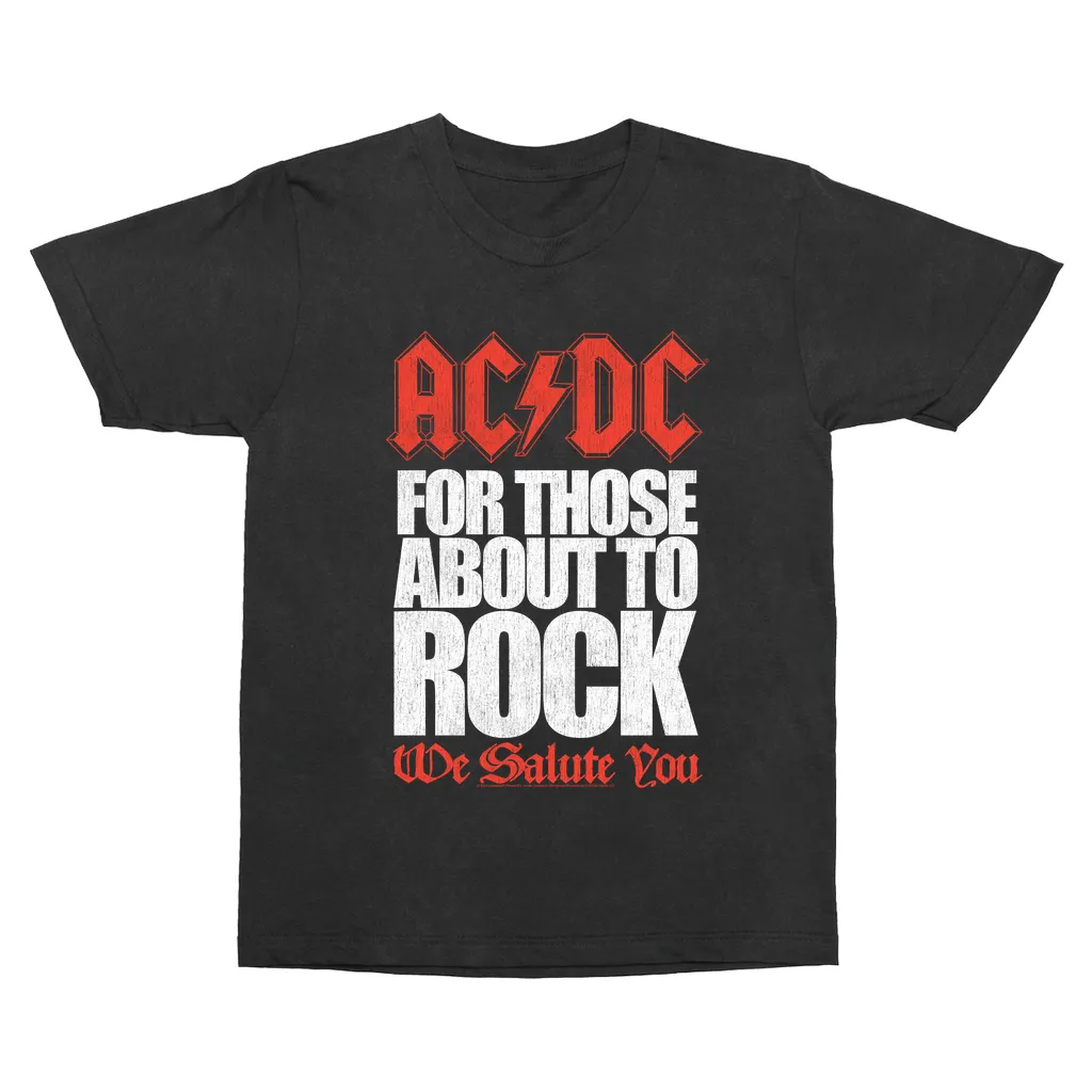 T-Shirt | For Those About To Rock Bold Text Distressed Vintage Shirt