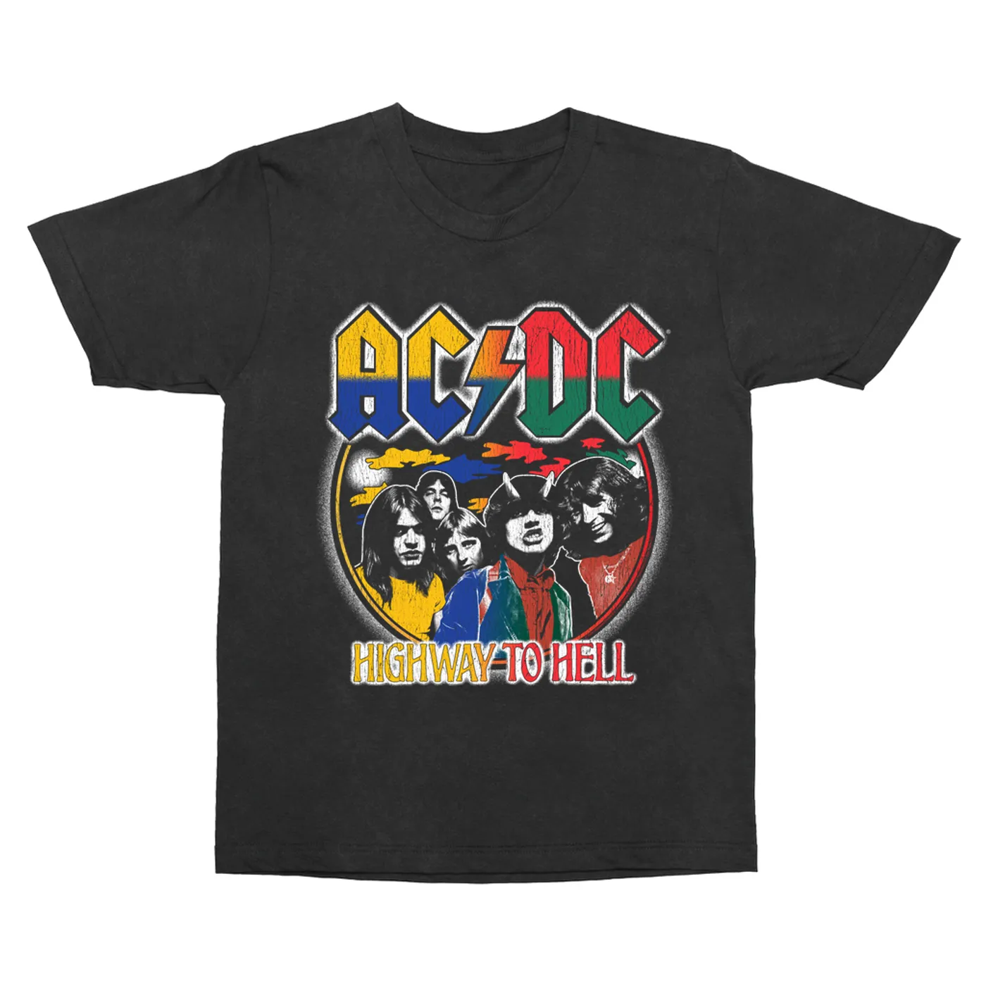 AC/DC T-Shirt | Colorful Ombre Retro Highway To Hell Distressed ACDC Vintage Shirt