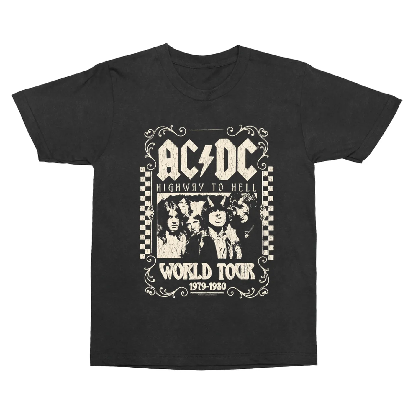 AC/DC T-Shirt | Checkered Highway To Hell World Tour Distressed ACDC Vintage Shirt