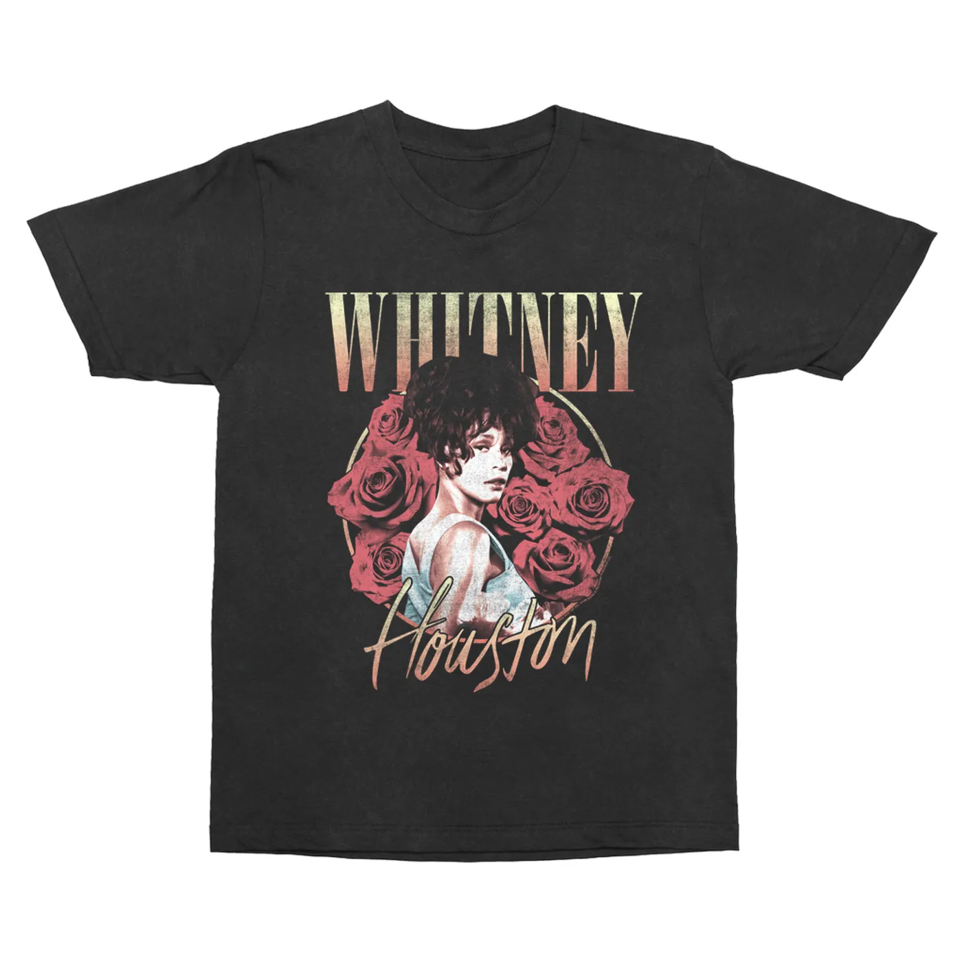 Whitney Houston T-Shirt | Rose Bouquet Distressed (Merchbar Exclusive) Whitney Houston Vintage Shirt