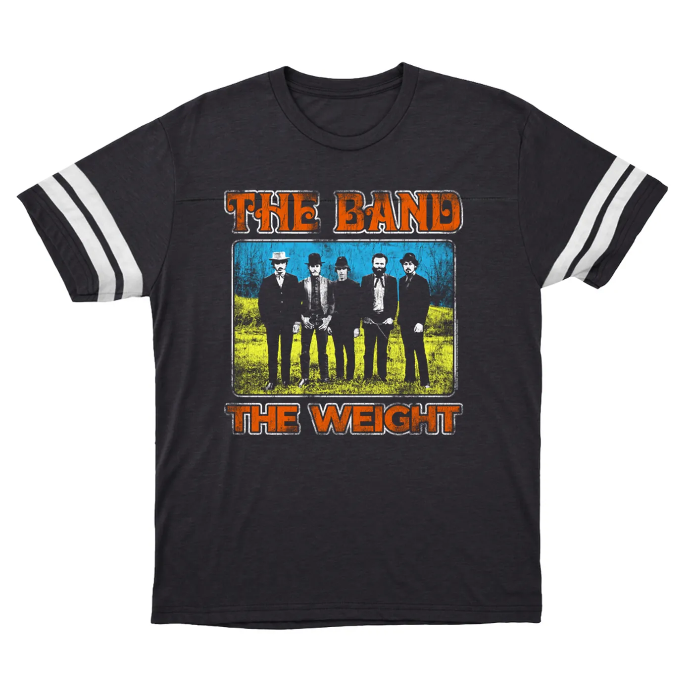 The Band T-Shirt | Colorful The Weight Design Distressed The Band Football Shirt
