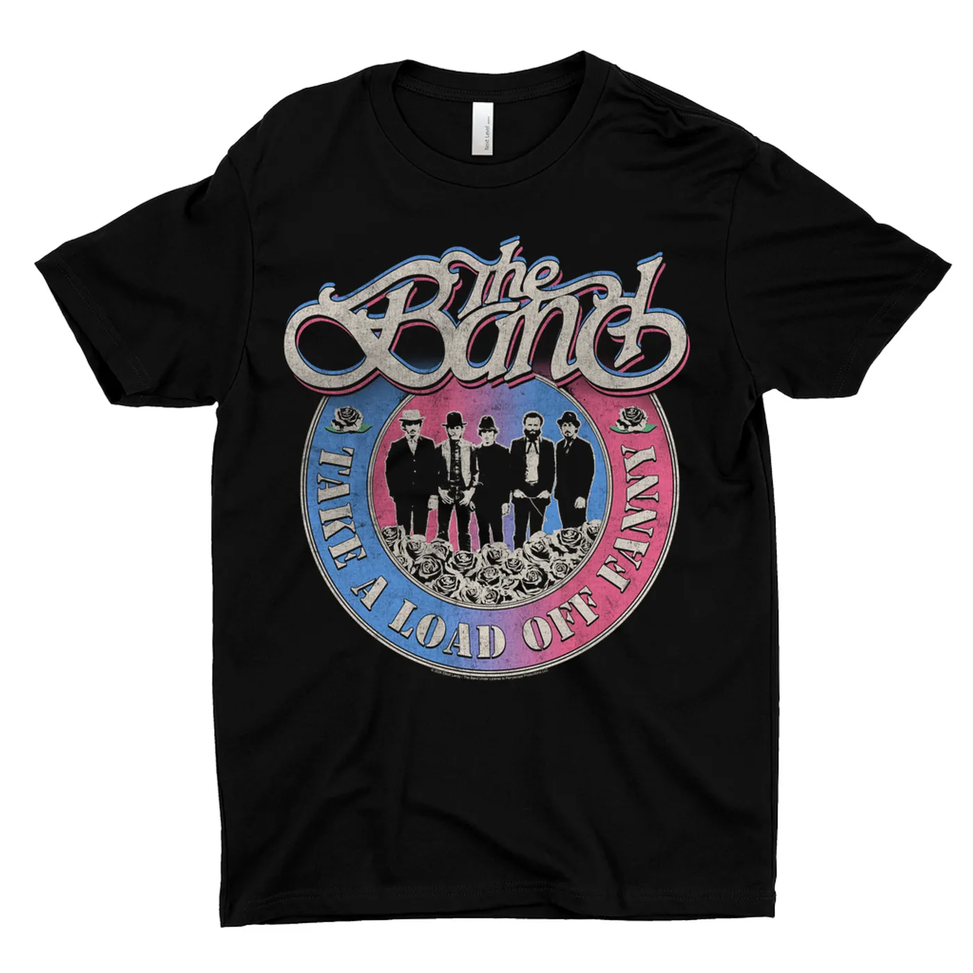 The Band T-Shirt | Take A Load Off Fanny Blue Pink Ombre Distressed The Band Dark Shirt