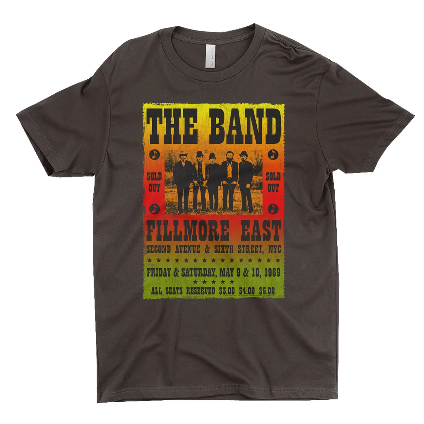 The Band T-Shirt | Fillmore East Ombre Concert Poster Design Distressed (Merchbar Exclusive) The Band Dark Shirt