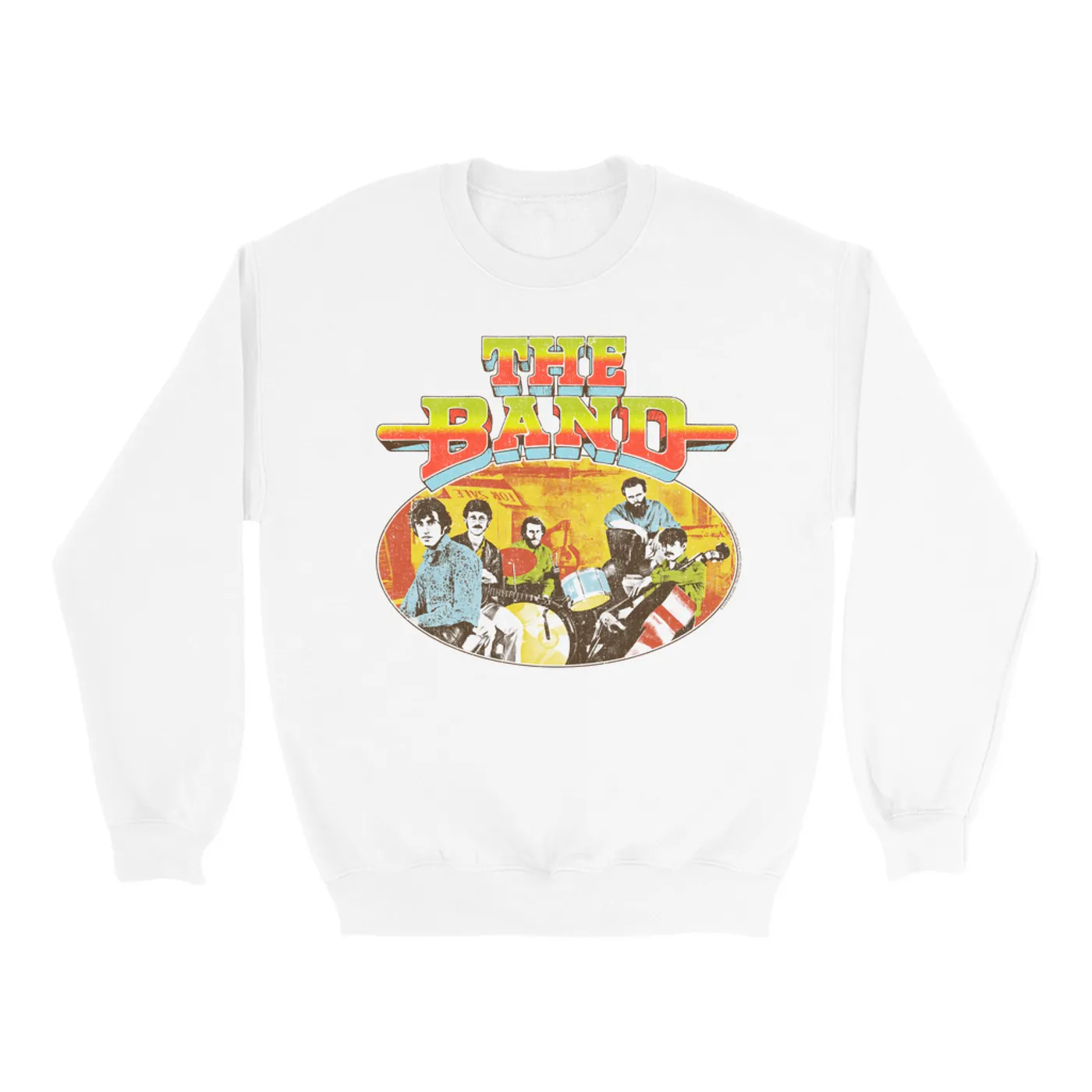 The Band Sweatshirt | Live In Concert Retro Colorful Design Distressed (Merchbar Exclusive) The Band Sweatshirt