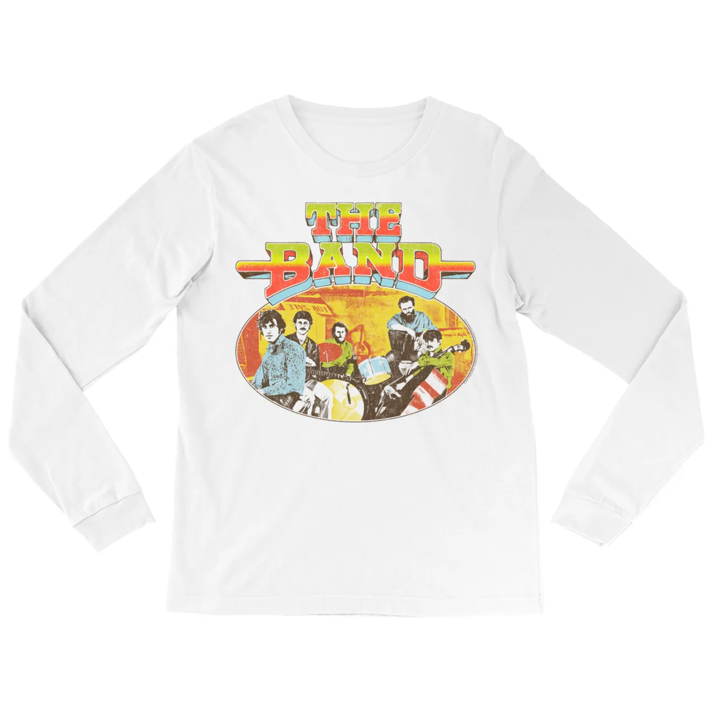 The Band Long Sleeve Shirt | Live In Concert Retro Colorful Design Distressed (Merchbar Exclusive) The Band Shirt