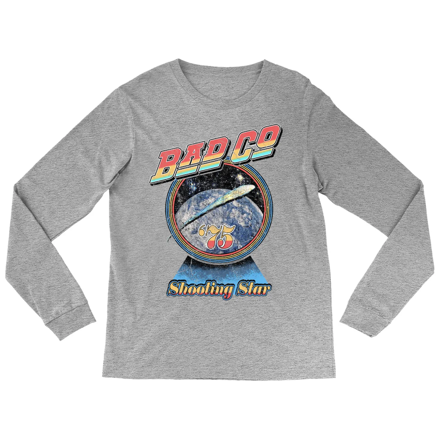 Bad Company Long Sleeve Shirt | 1975 Shooting Star Image Distressed Bad Company Shirt