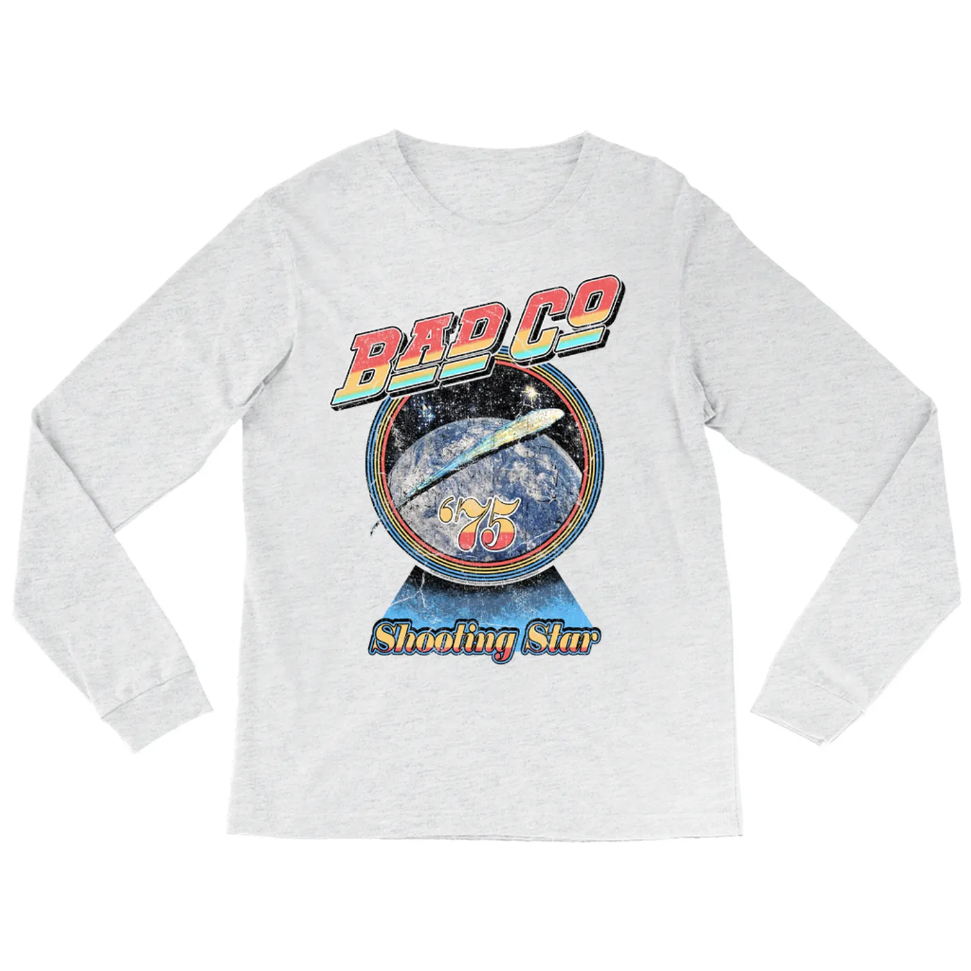 Bad Company Long Sleeve Shirt | 1975 Shooting Star Image Distressed Bad Company Shirt