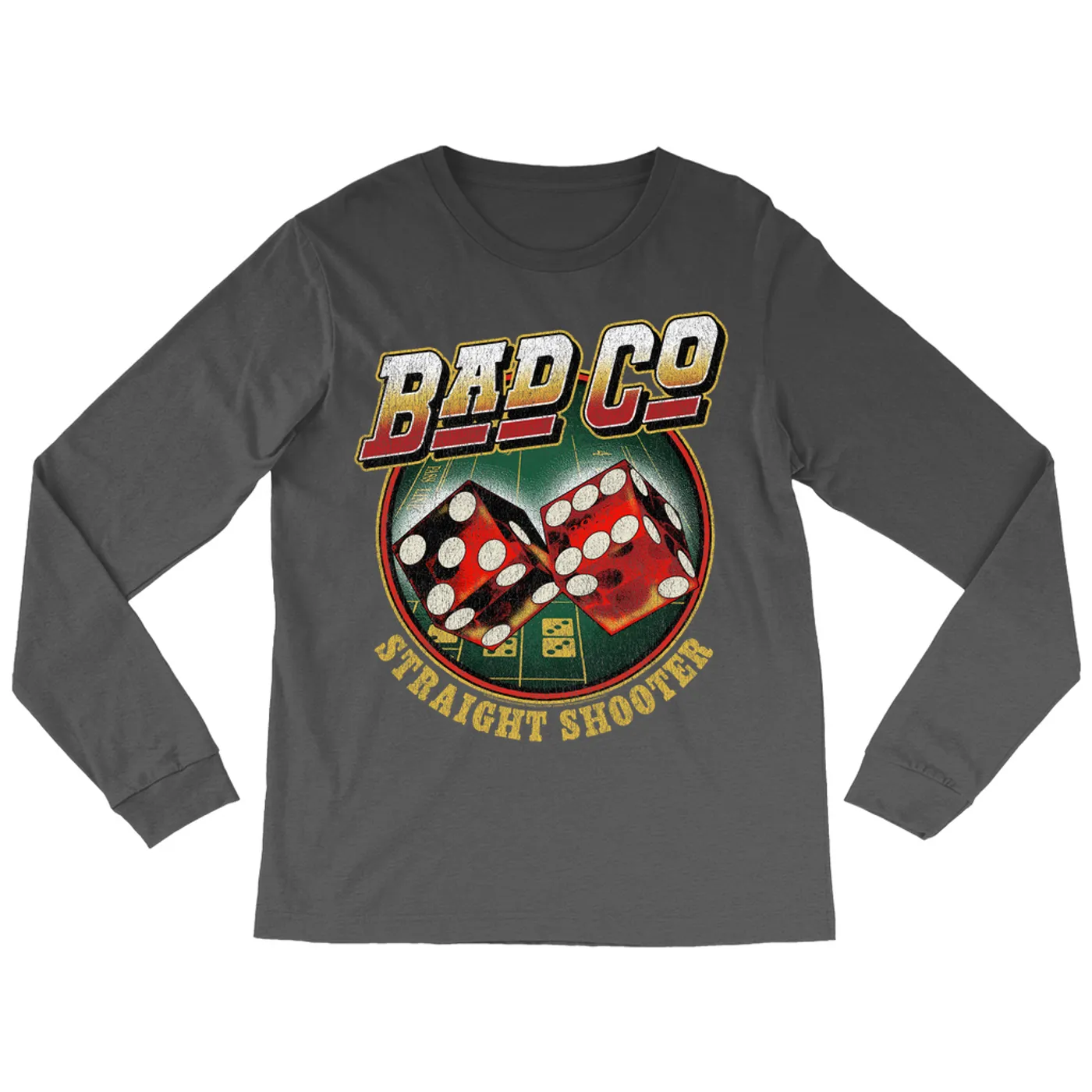 Bad Company Long Sleeve Shirt | Straight Shooter Dice Design Distressed Bad Company Shirt