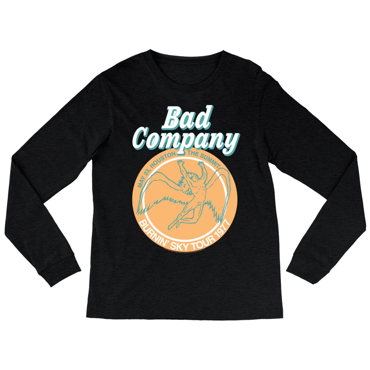 Bad Company Long Sleeve Shirt | Houston Burnin' Sky Tour 1977 Concert Bad Company Shirt