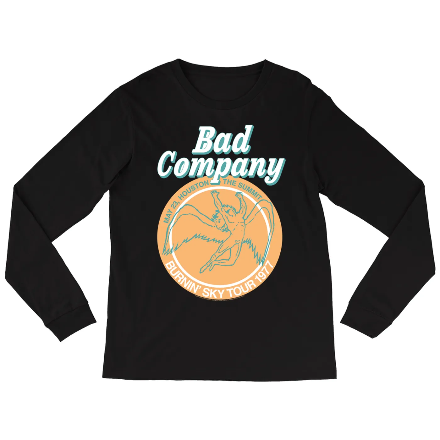 Bad Company Long Sleeve Shirt | Houston Burnin' Sky Tour 1977 Concert Bad Company Shirt