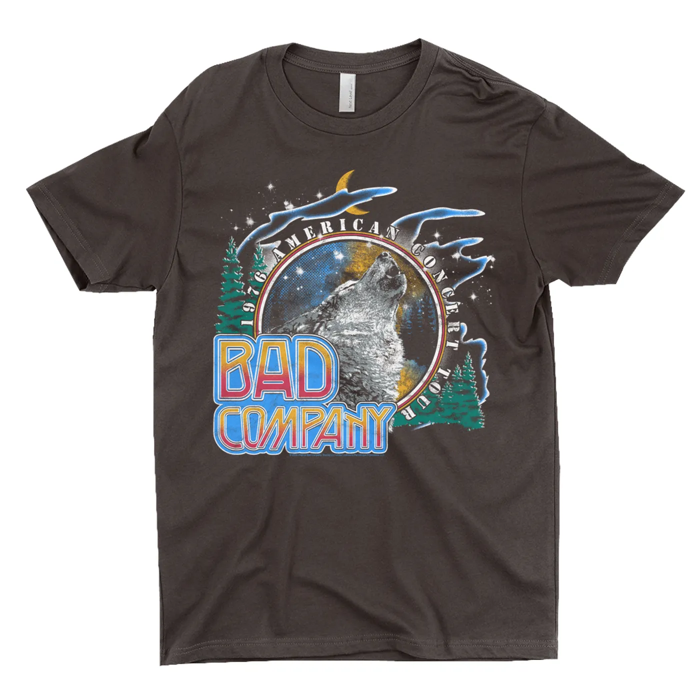 Bad Company T-Shirt | 1976 American Concert Tour Wolf Pack Design (Merchbar Exclusive) Bad Company Dark Shirt