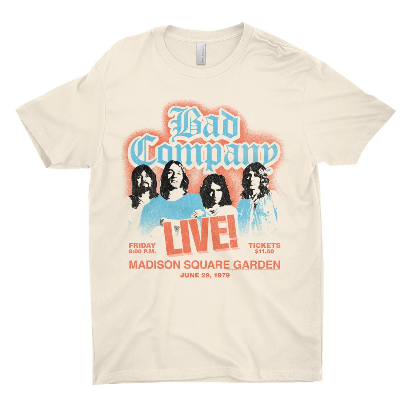 Bad Company T-Shirt | LIVE At Madison Square Garden Concert Distressed (Merchbar Exclusive) Bad Company Light Shirt