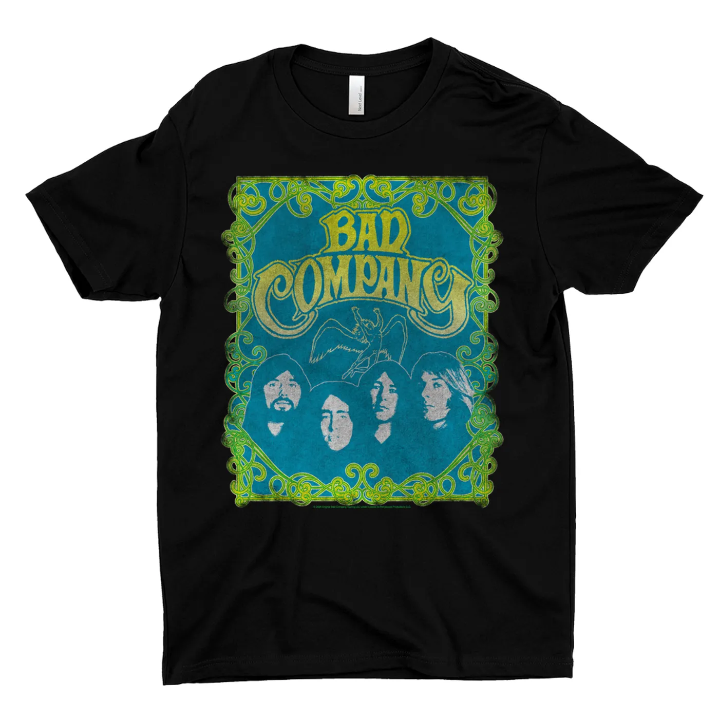 Bad Company T-Shirt | Colorful Ombre Art Nouveau Design Distressed (Merchbar Exclusive) Bad Company Dark Shirt