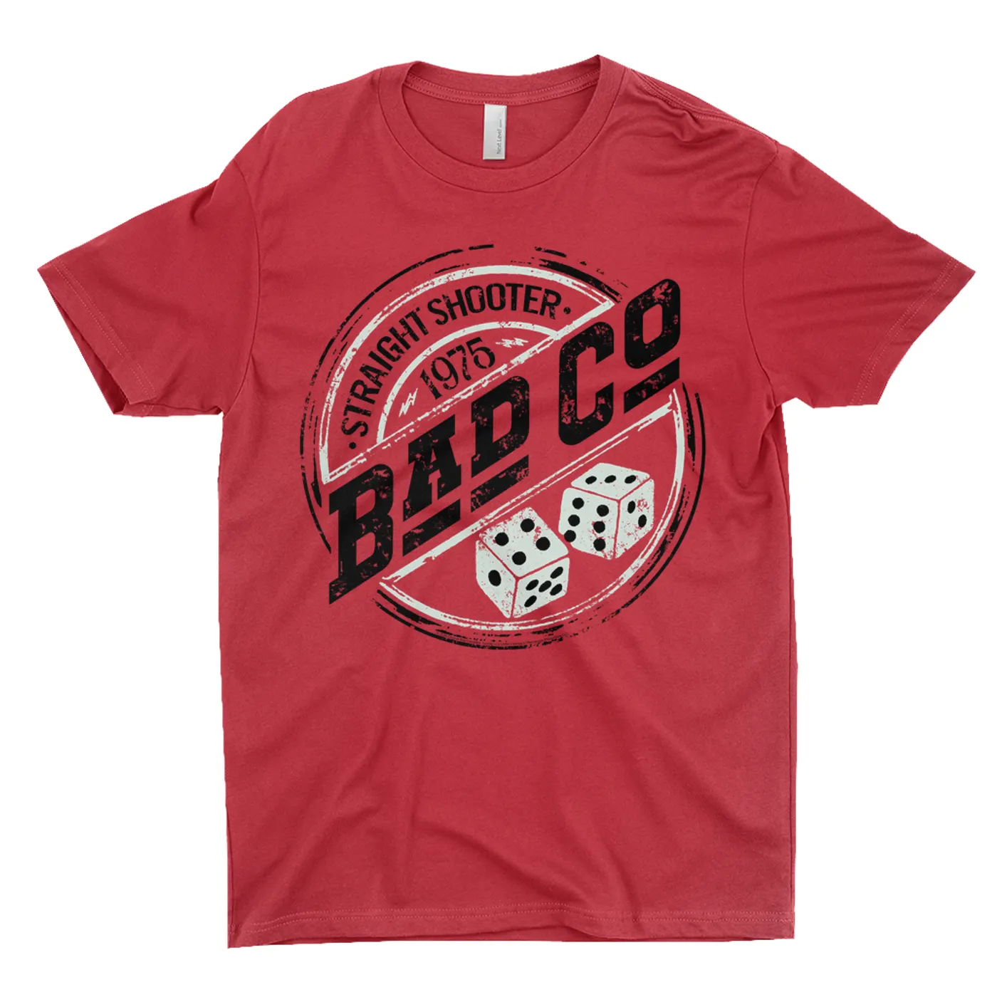 Bad Company T-Shirt | Straight Shooter 1975 Circle Logo Distressed Bad Company Dark Shirt
