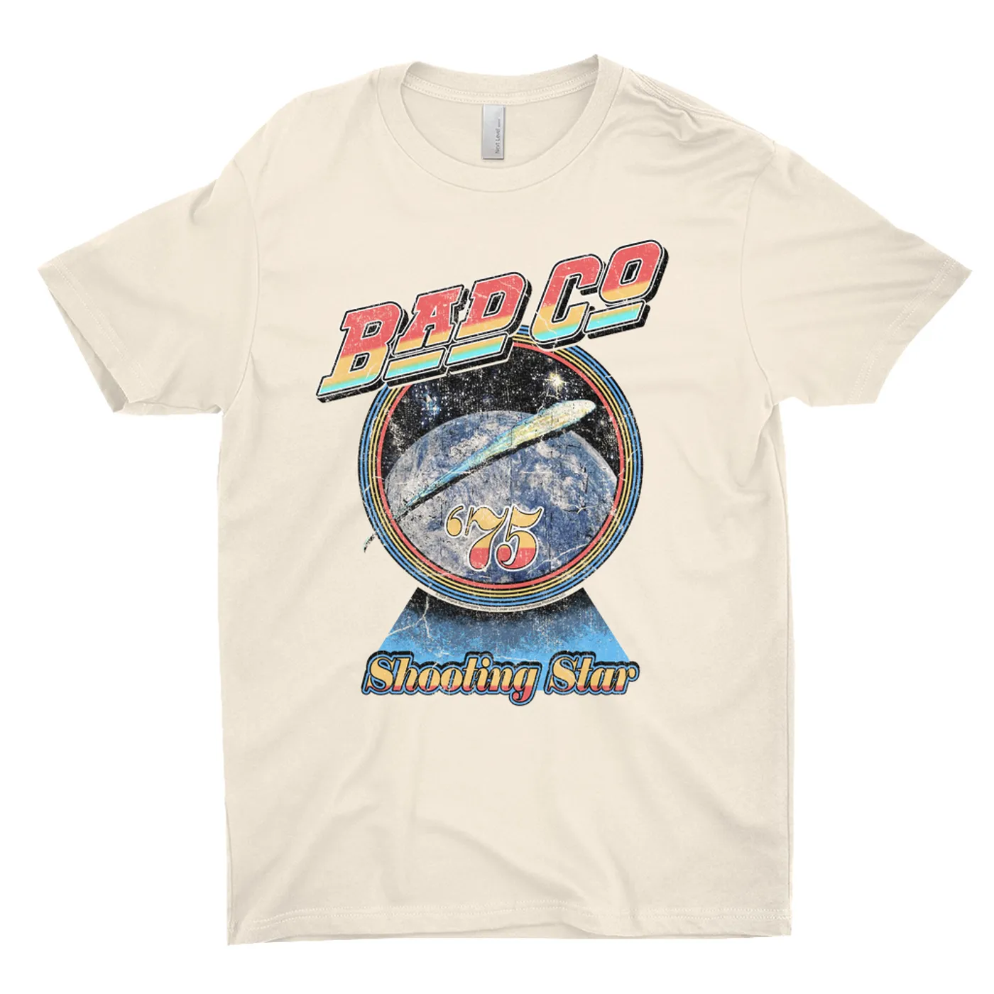Bad Company T-Shirt | 1975 Shooting Star Image Distressed Bad Company Light Shirt