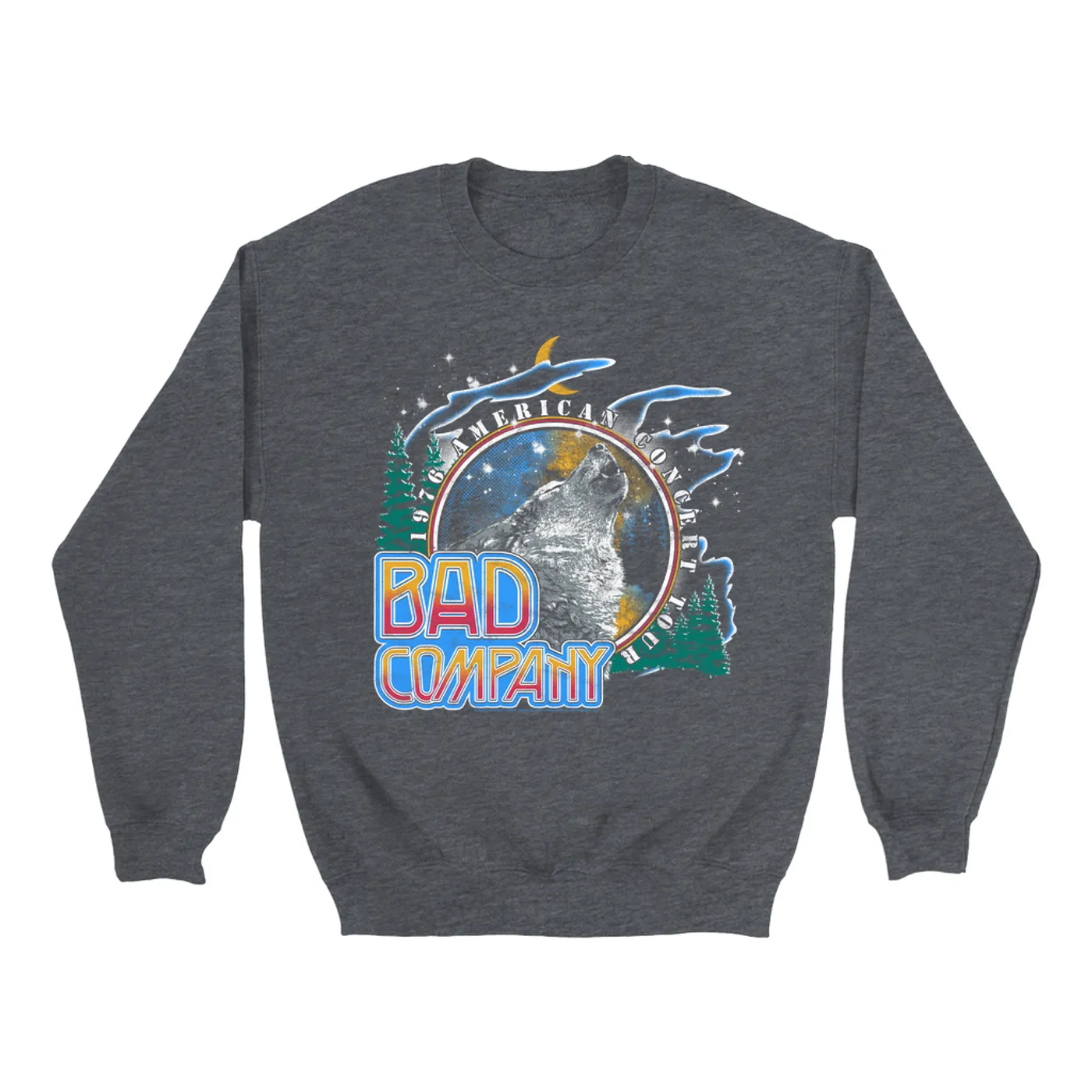Bad Company Sweatshirt | 1976 American Concert Tour Wolf Pack Design (Merchbar Exclusive) Bad Company Sweatshirt