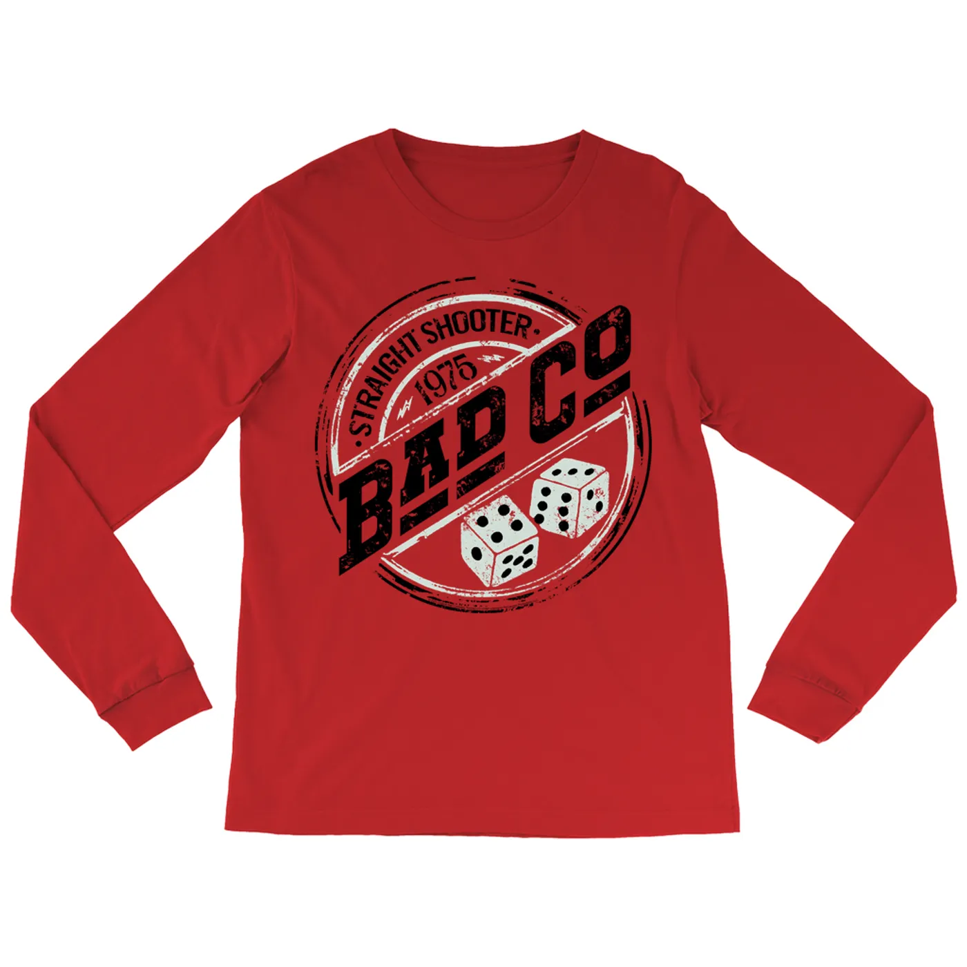 Bad Company Long Sleeve Shirt | Straight Shooter 1975 Circle Logo Distressed Bad Company Shirt