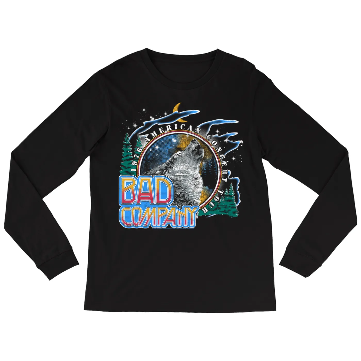 Bad Company Long Sleeve Shirt | 1976 American Concert Tour Wolf Pack Design (Merchbar Exclusive) Bad Company Shirt