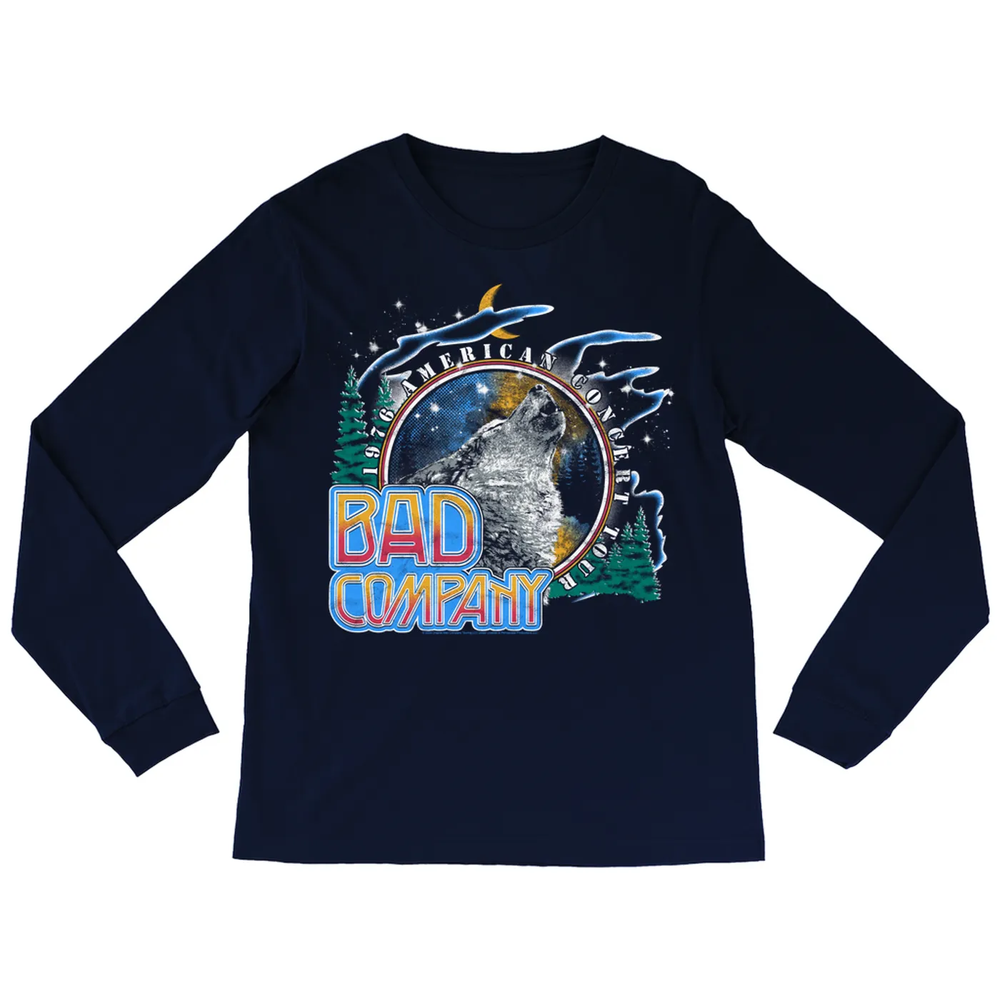 Bad Company Long Sleeve Shirt | 1976 American Concert Tour Wolf Pack Design (Merchbar Exclusive) Bad Company Shirt