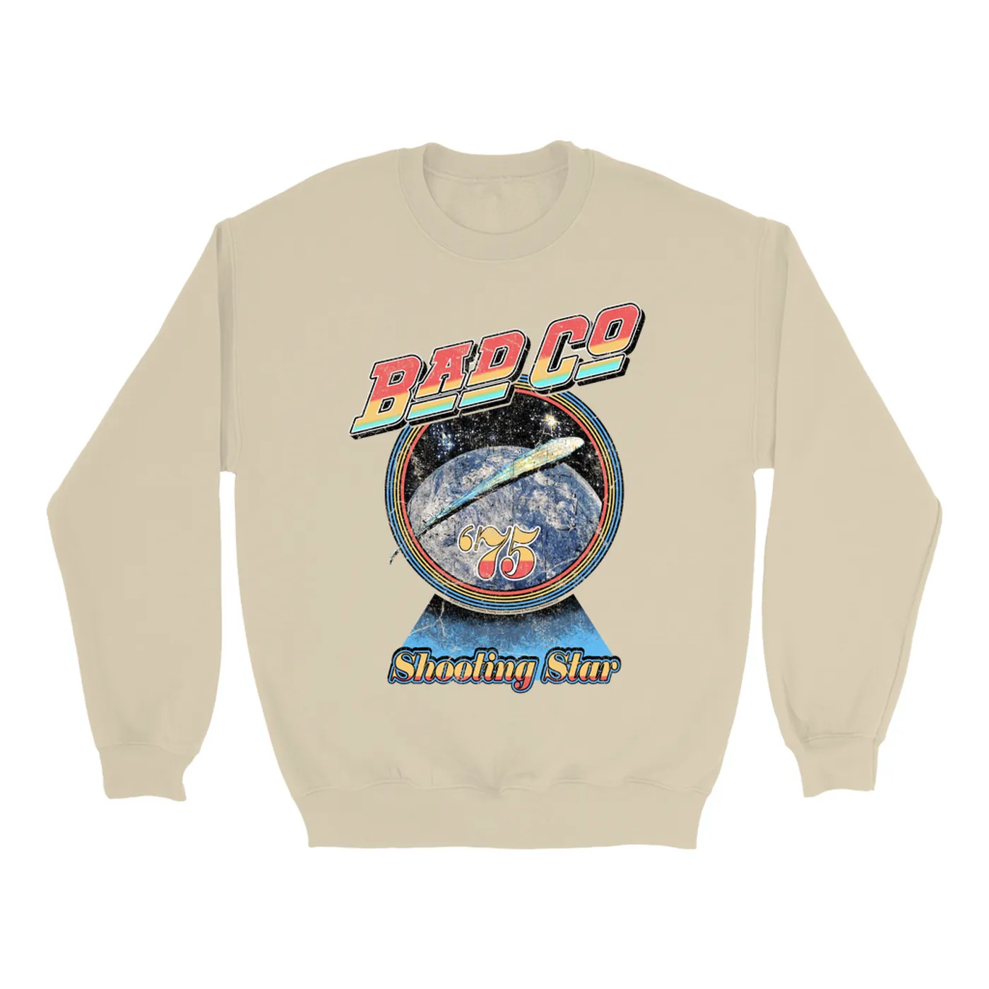 Bad Company Sweatshirt | 1975 Shooting Star Image Distressed Bad Company Sweatshirt