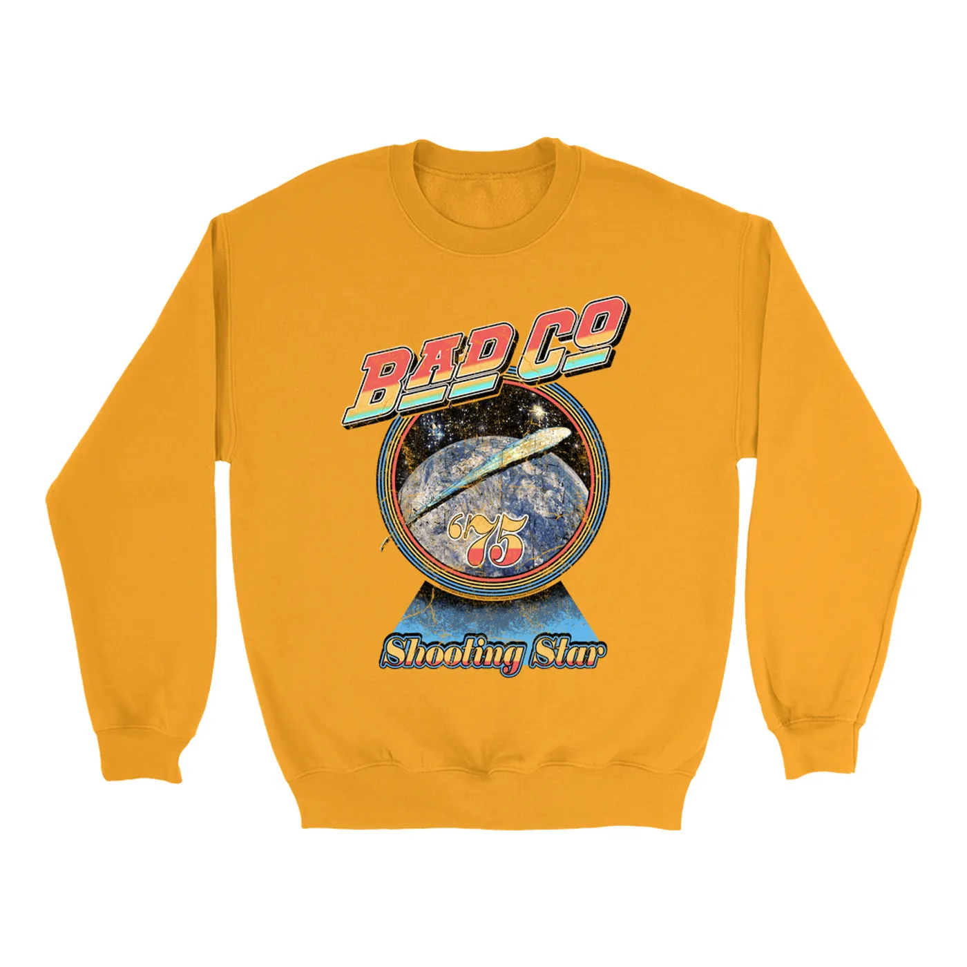 Bad Company Sweatshirt | 1975 Shooting Star Image Distressed Bad Company Sweatshirt