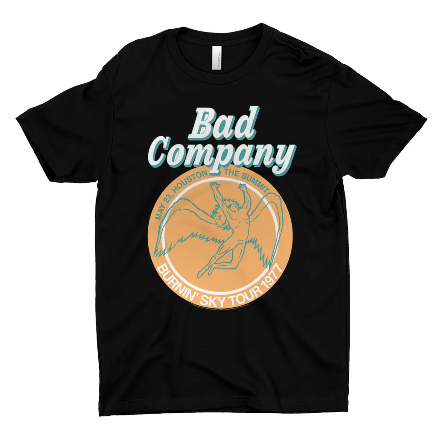 Bad Company T-Shirt | Houston Burnin' Sky Tour 1977 Concert Bad Company Dark Shirt