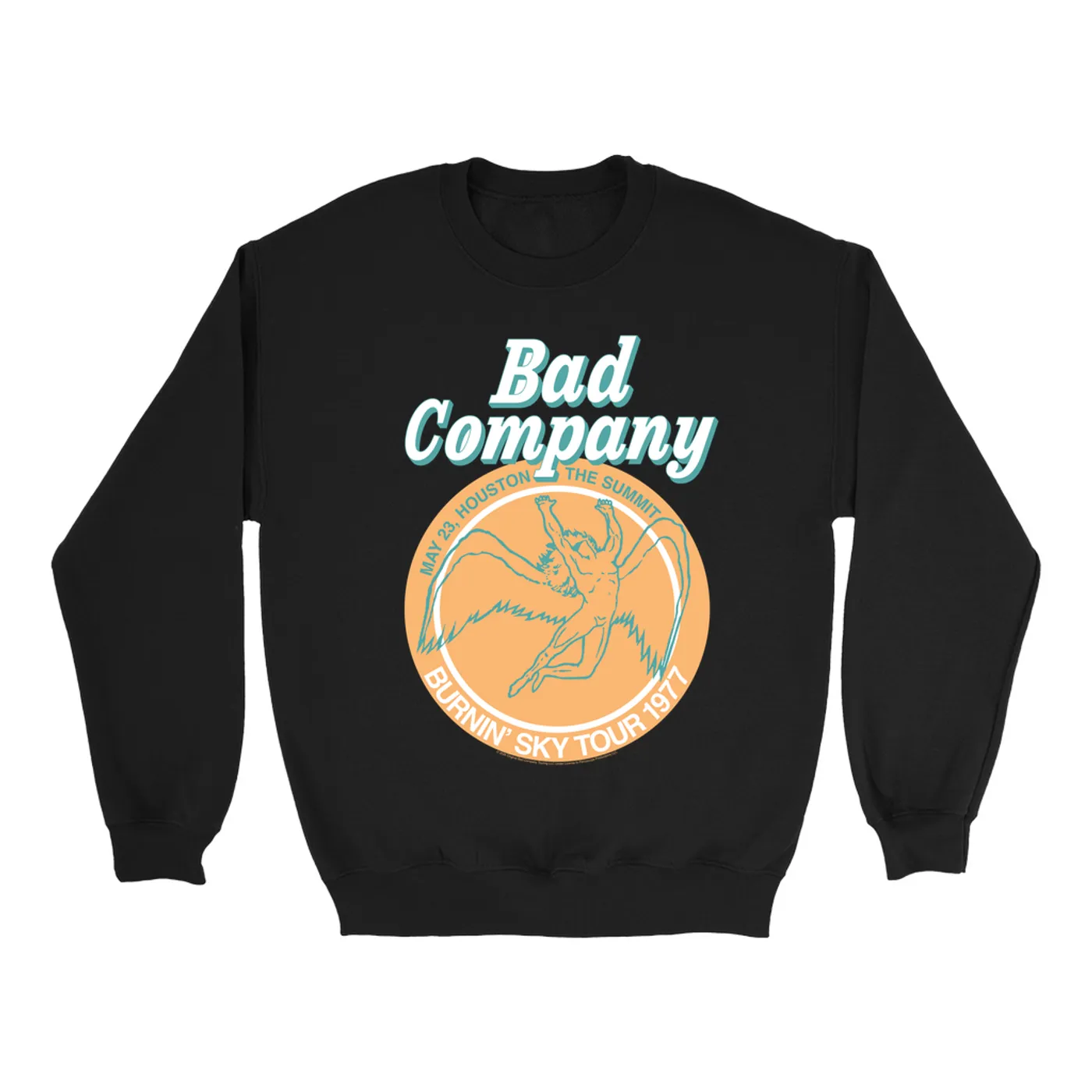 Bad Company Sweatshirt | Houston Burnin' Sky Tour 1977 Concert Bad Company Sweatshirt