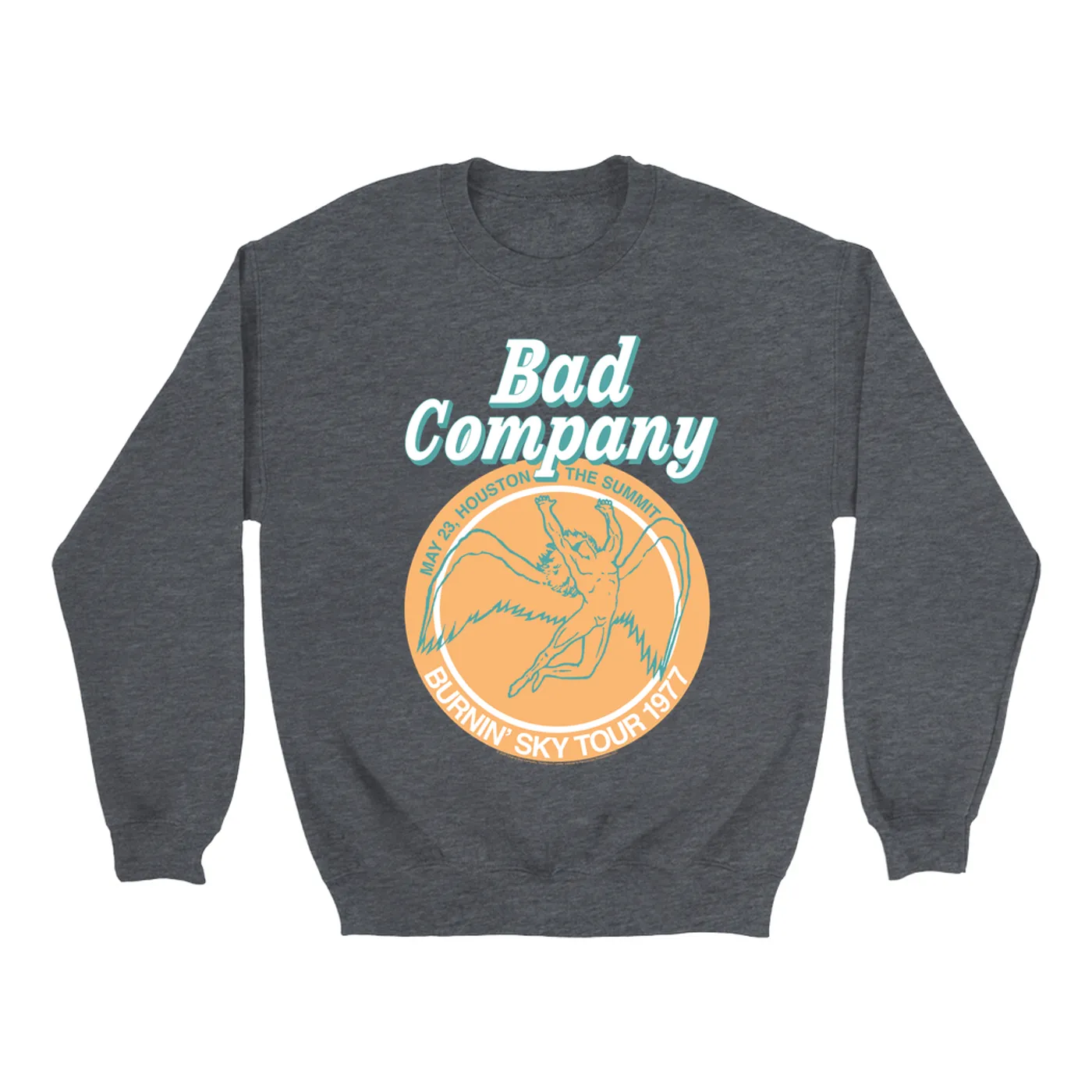 Bad Company Sweatshirt | Houston Burnin' Sky Tour 1977 Concert Bad Company Sweatshirt