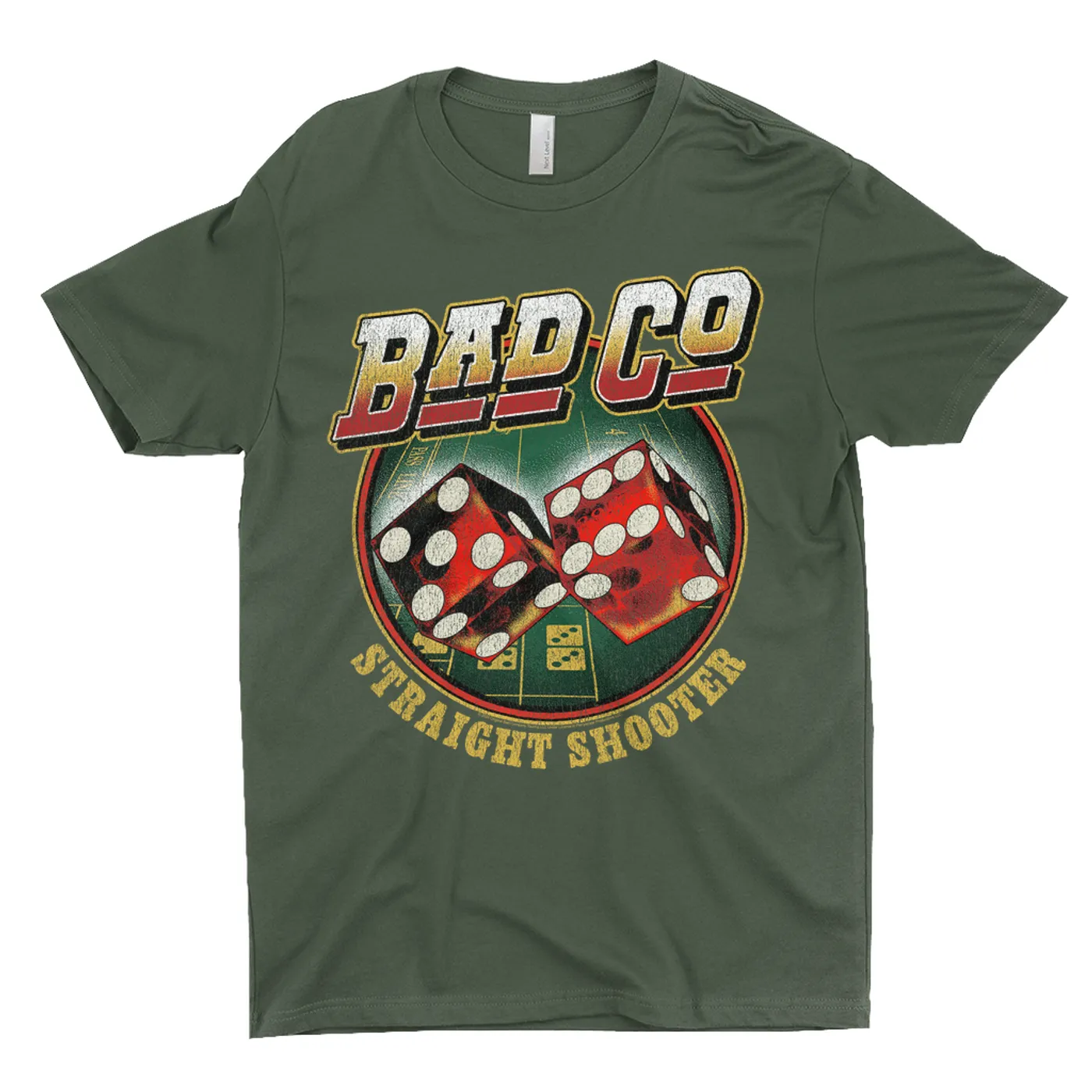 Bad Company T-Shirt | Straight Shooter Dice Design Distressed Bad Company Dark Shirt