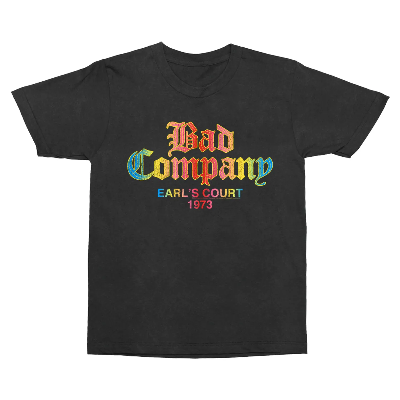 Bad Company T-Shirt | 1973 Earl's Court Colorful Ombre Distressed (Merchbar Exclusive) Bad Company Vintage Shirt