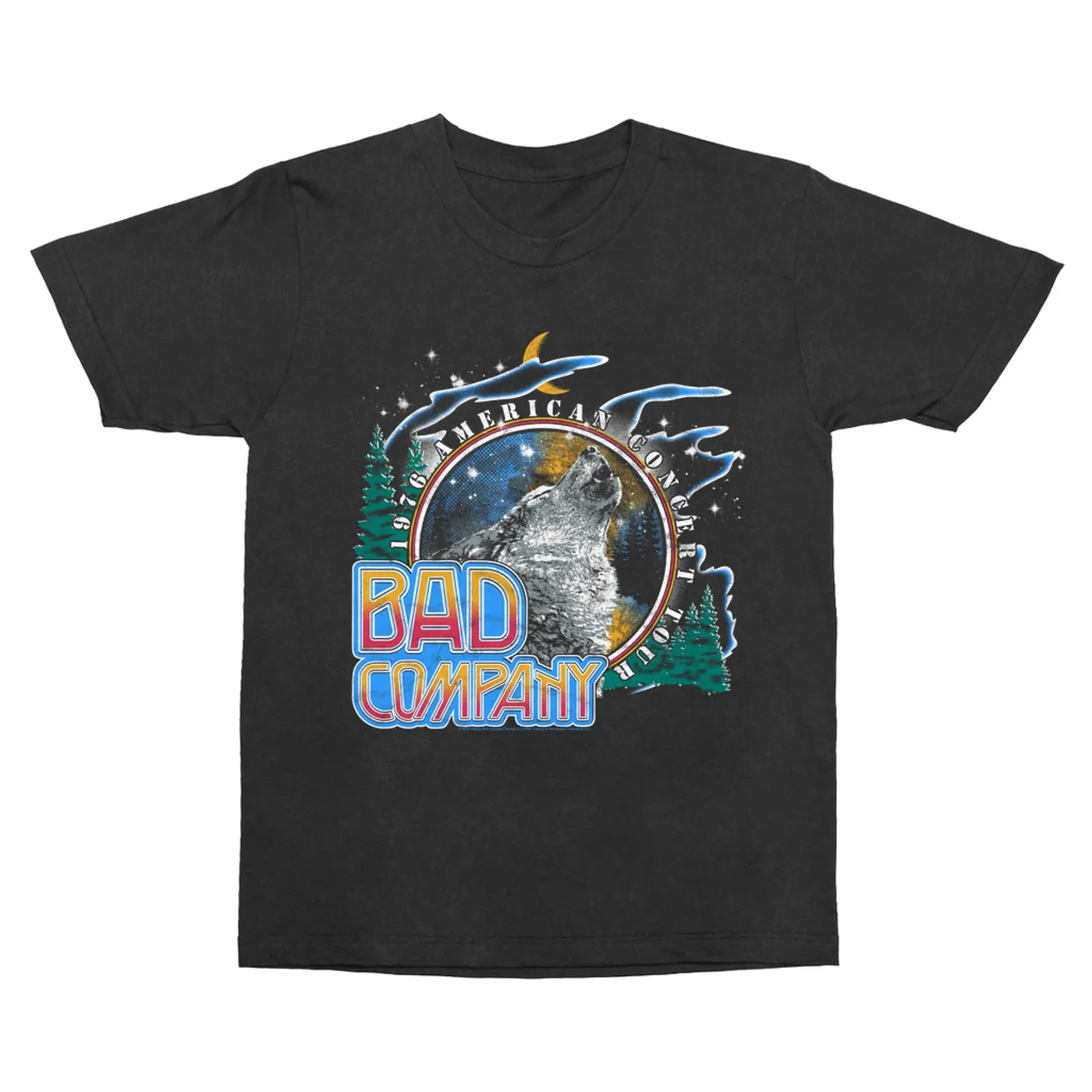 Bad Company T-Shirt | 1976 American Concert Tour Wolf Pack Design (Merchbar Exclusive) Bad Company Vintage Shirt
