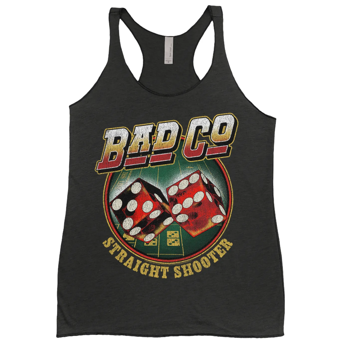 Bad Company Ladies' Tank Top | Straight Shooter Dice Design Distressed Bad Company Shirt