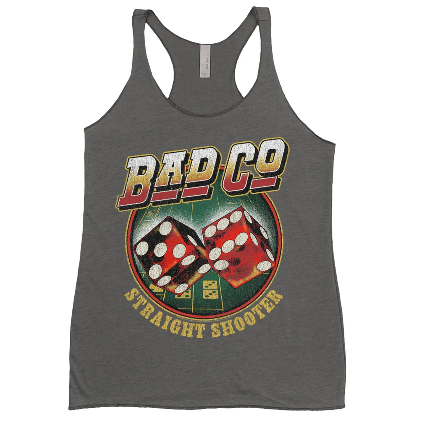 Bad Company Ladies' Tank Top | Straight Shooter Dice Design Distressed Bad Company Shirt