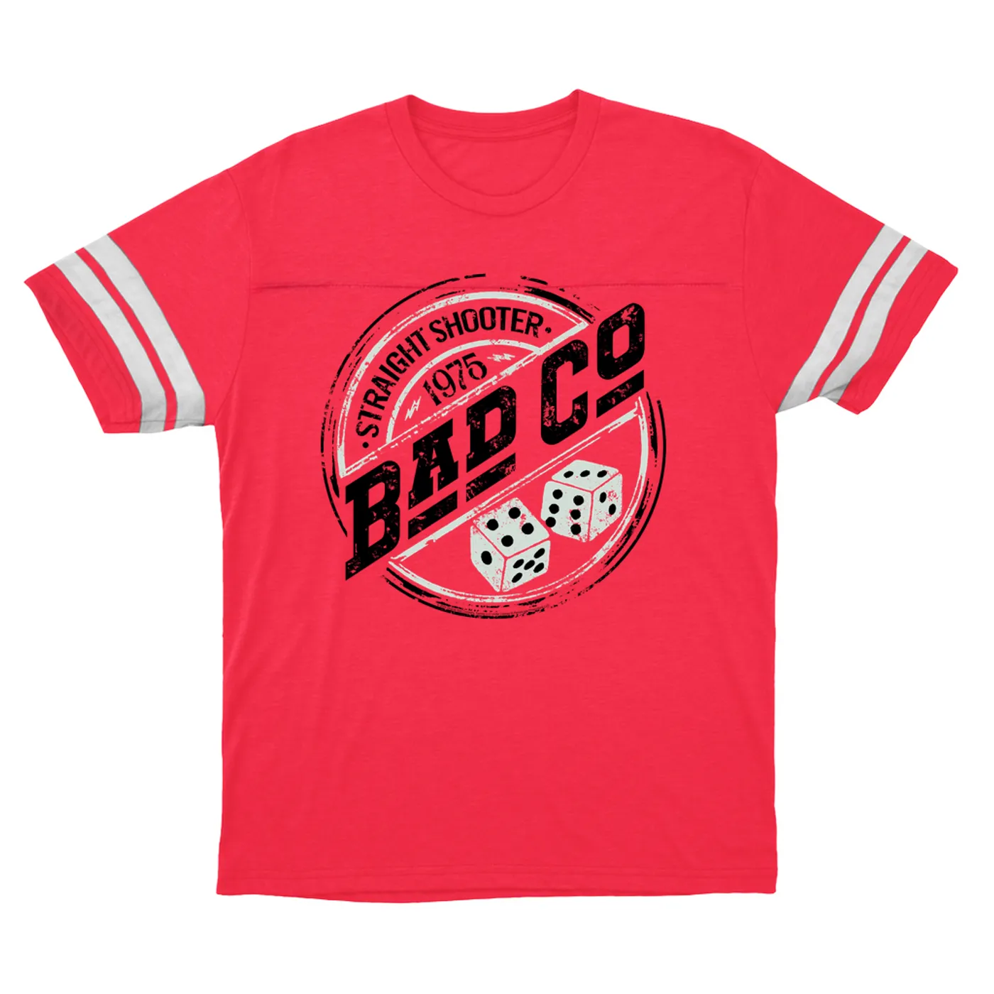 Bad Company T-Shirt | Straight Shooter 1975 Circle Logo Distressed Bad Company Football Shirt