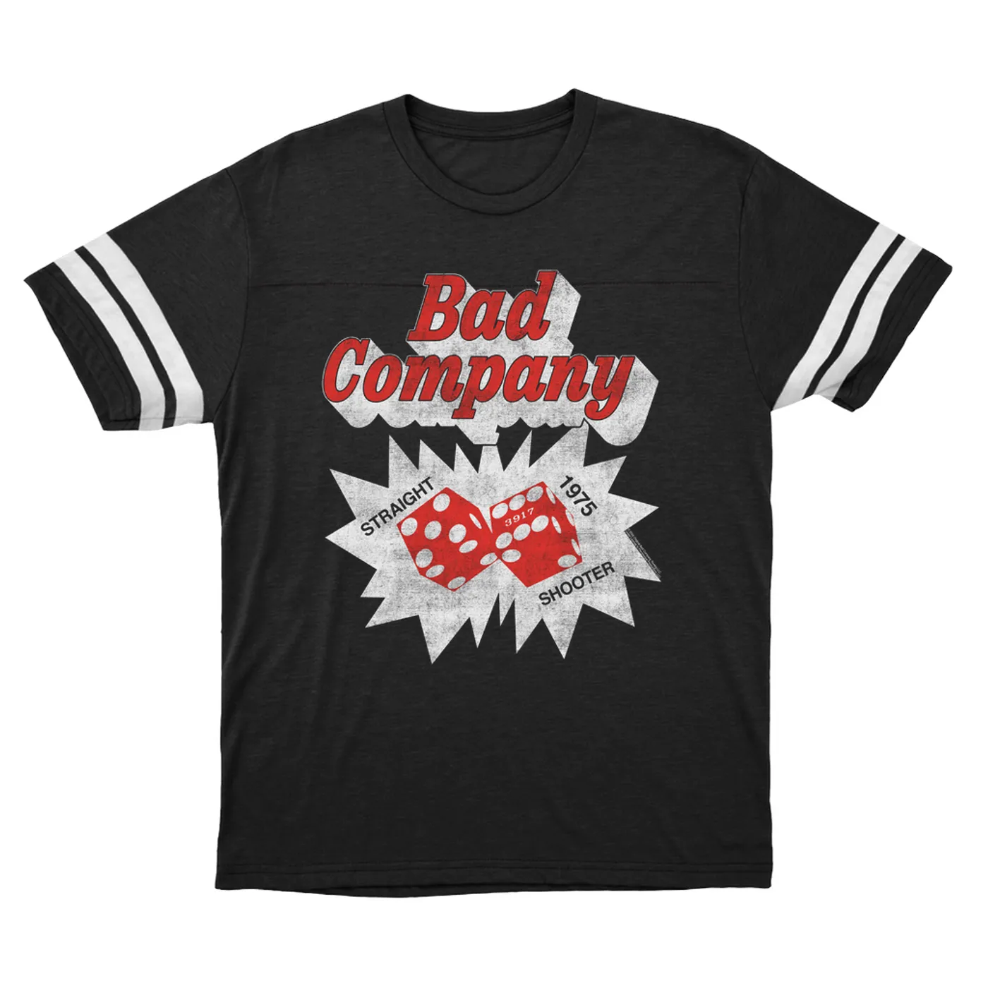 Bad Company T-Shirt | Straight Shooter '75 Dice Distressed Bad Company Football Shirt