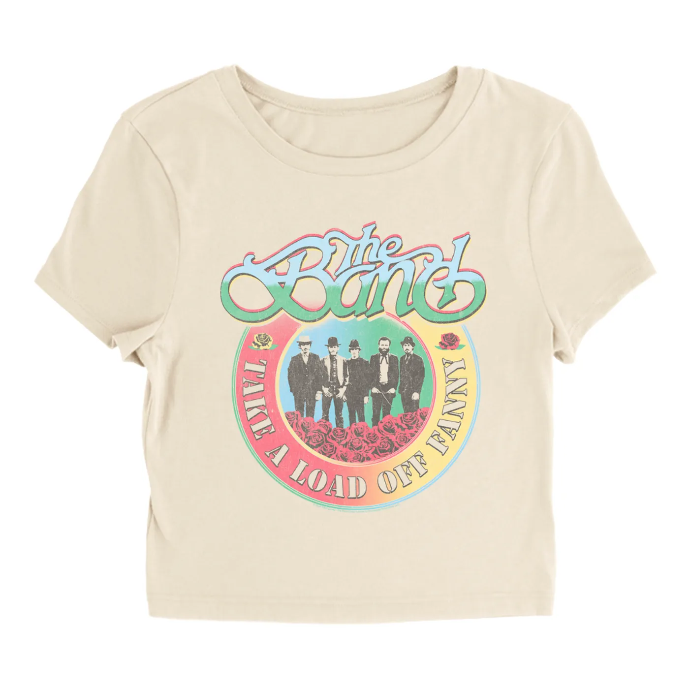 The Band Women's T-Shirt | Take A Load Off Fanny Colorful Ombre Distressed The Band Baby Tee