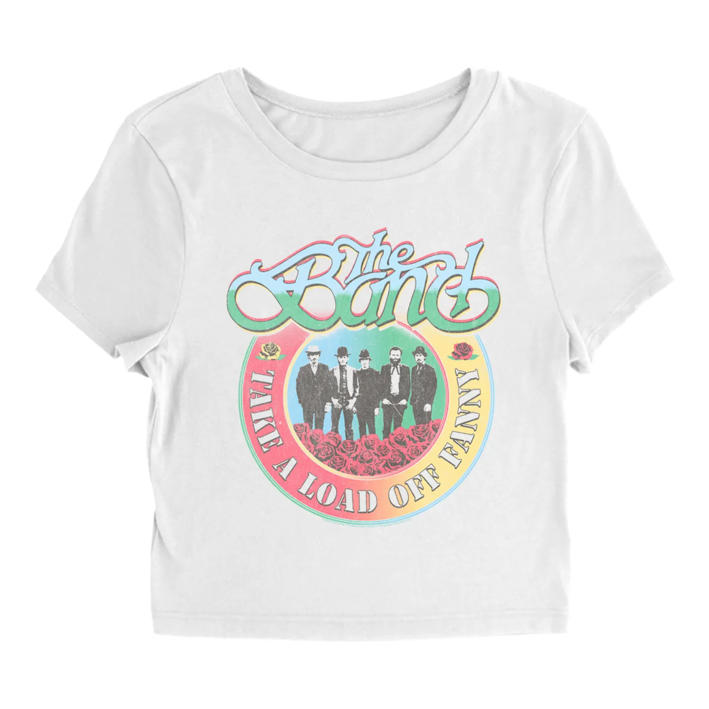 The Band Women's T-Shirt | Take A Load Off Fanny Colorful Ombre Distressed The Band Baby Tee